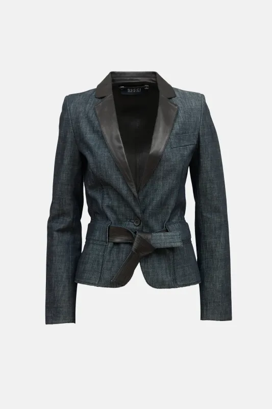Denim and Leather Trim Blazer sold by VSP Consignment