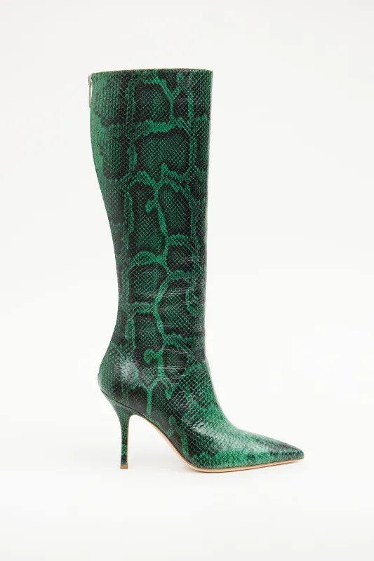 Embossed Print Leather Boot sold by VSP Consignment