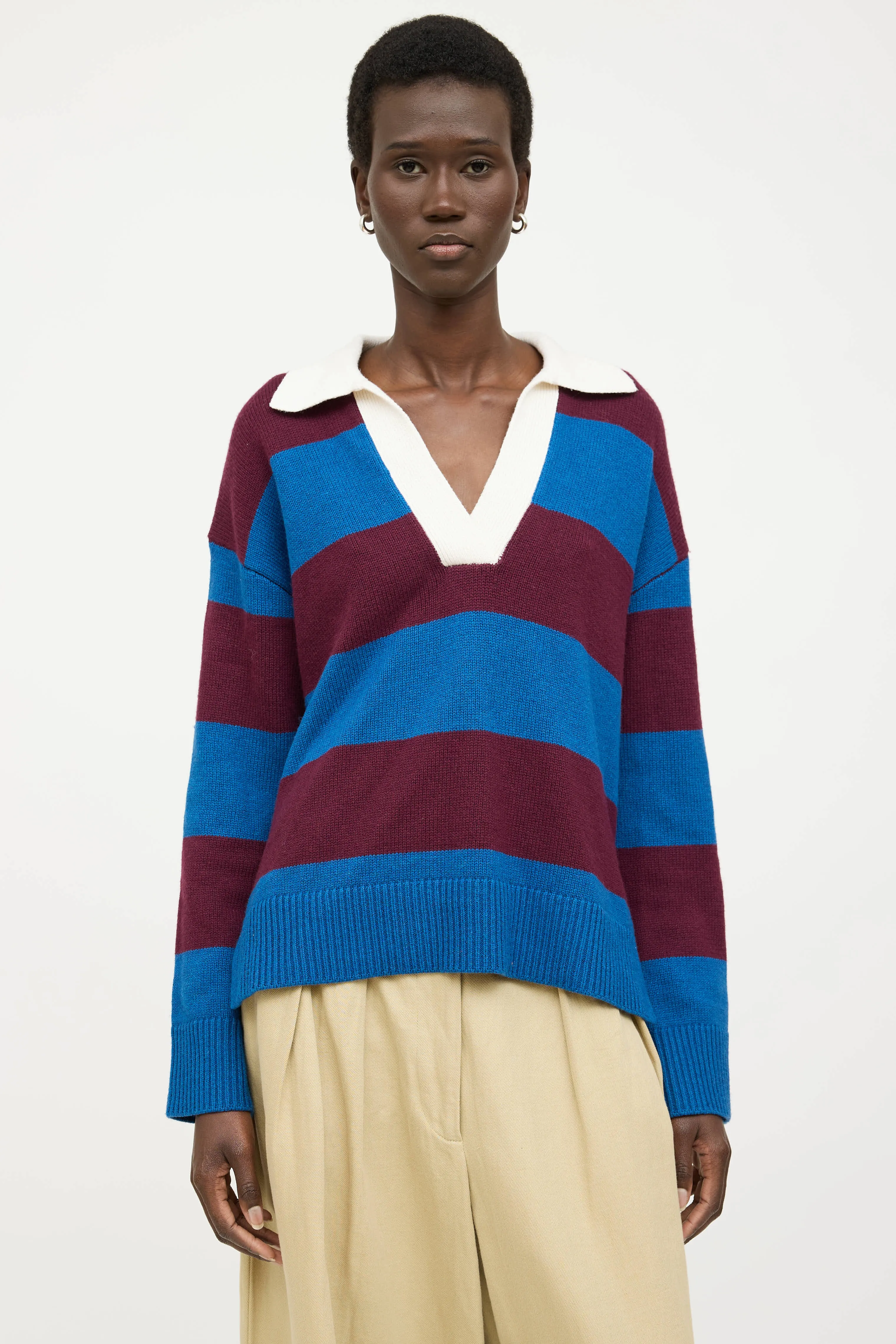 Knit Striped Polo Sweater sold by VSP Consignment