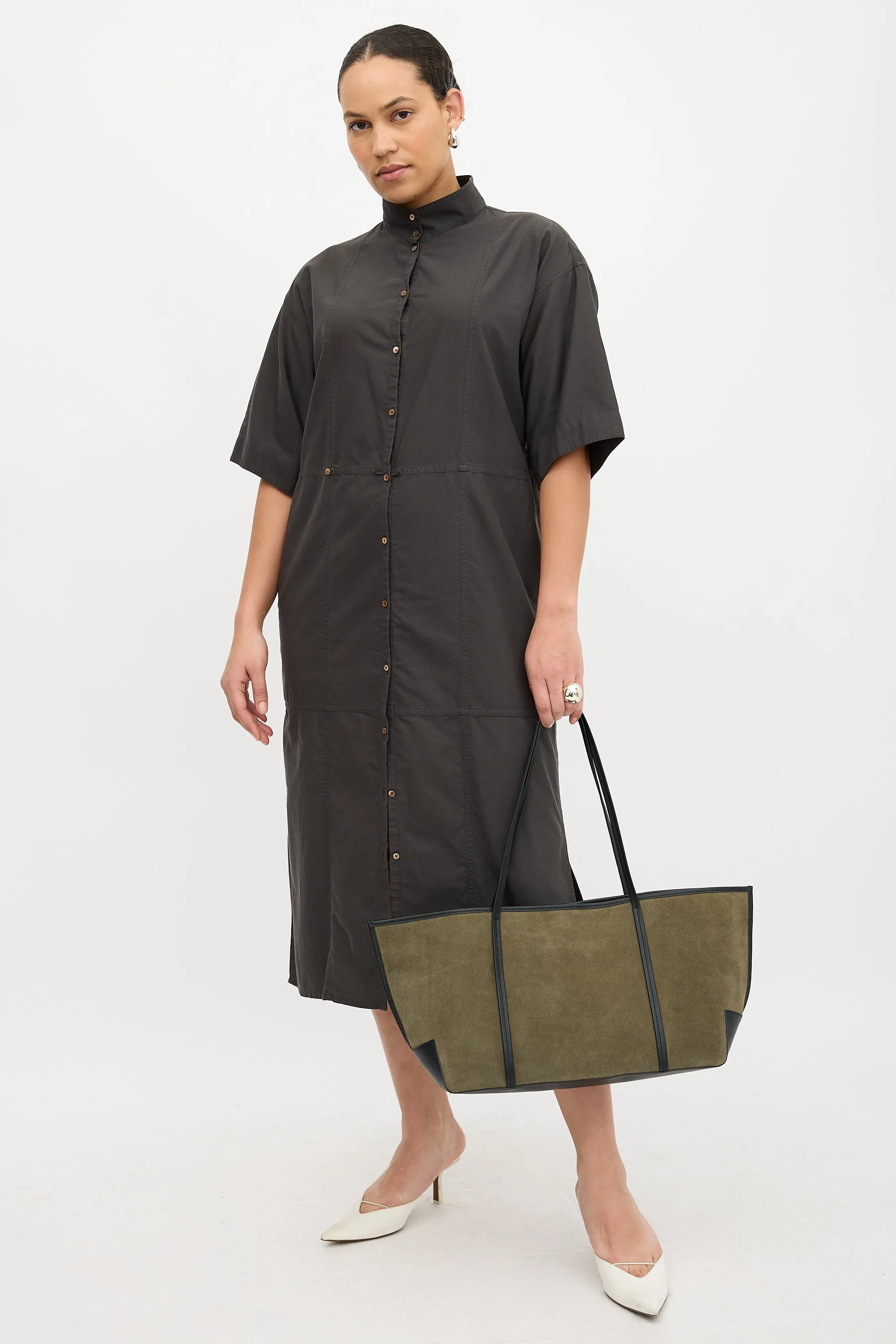 Suede & Leather Bateau Tote Bag sold by VSP Consignment product image thumbnail 3