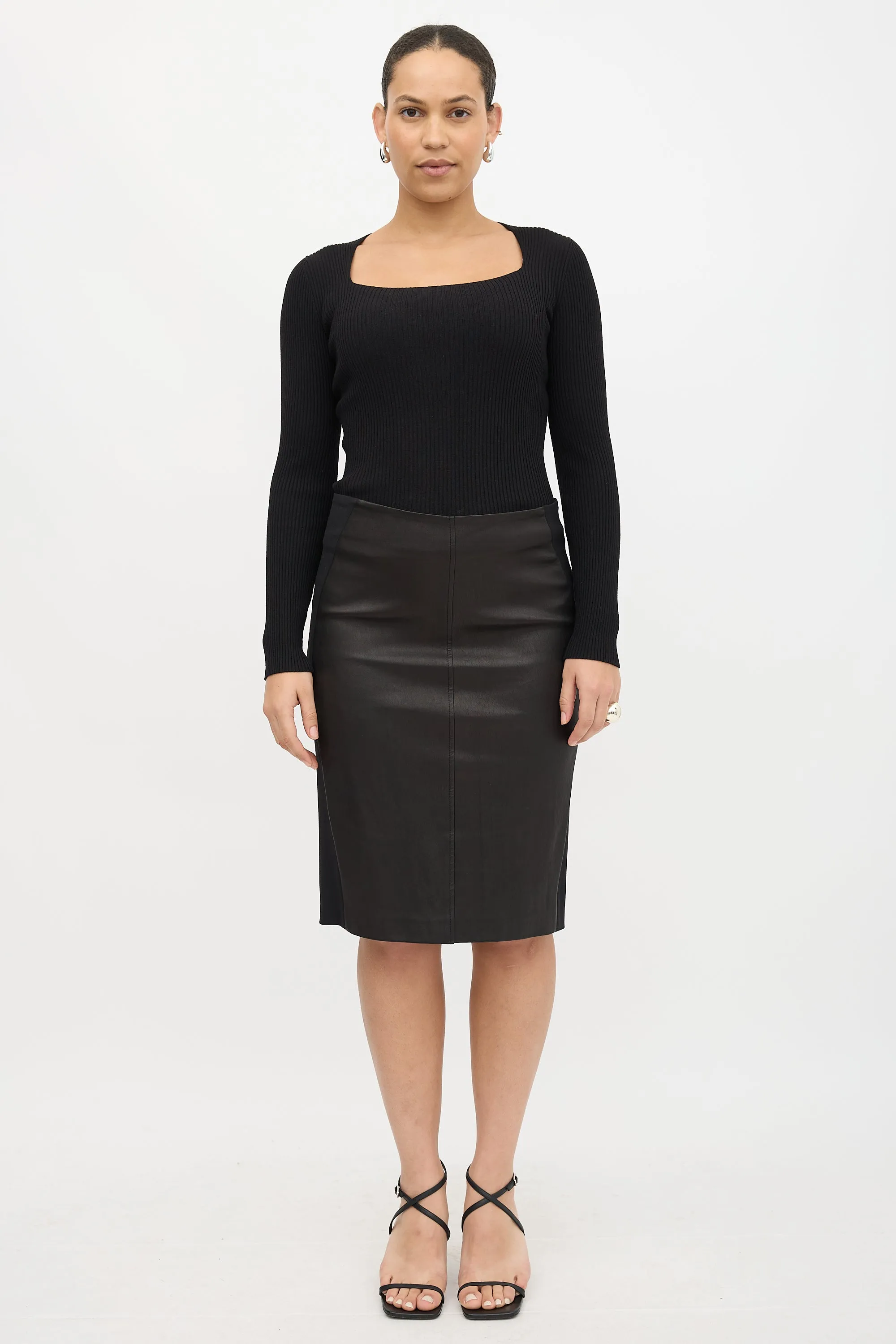 Leather Panel Pencil Skirt sold by VSP Consignment product image thumbnail 2