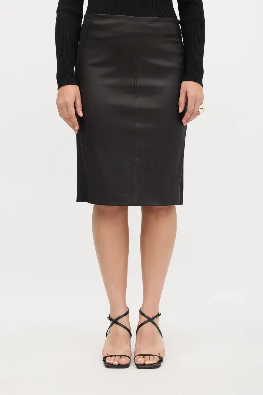 Leather Panel Pencil Skirt sold by VSP Consignment