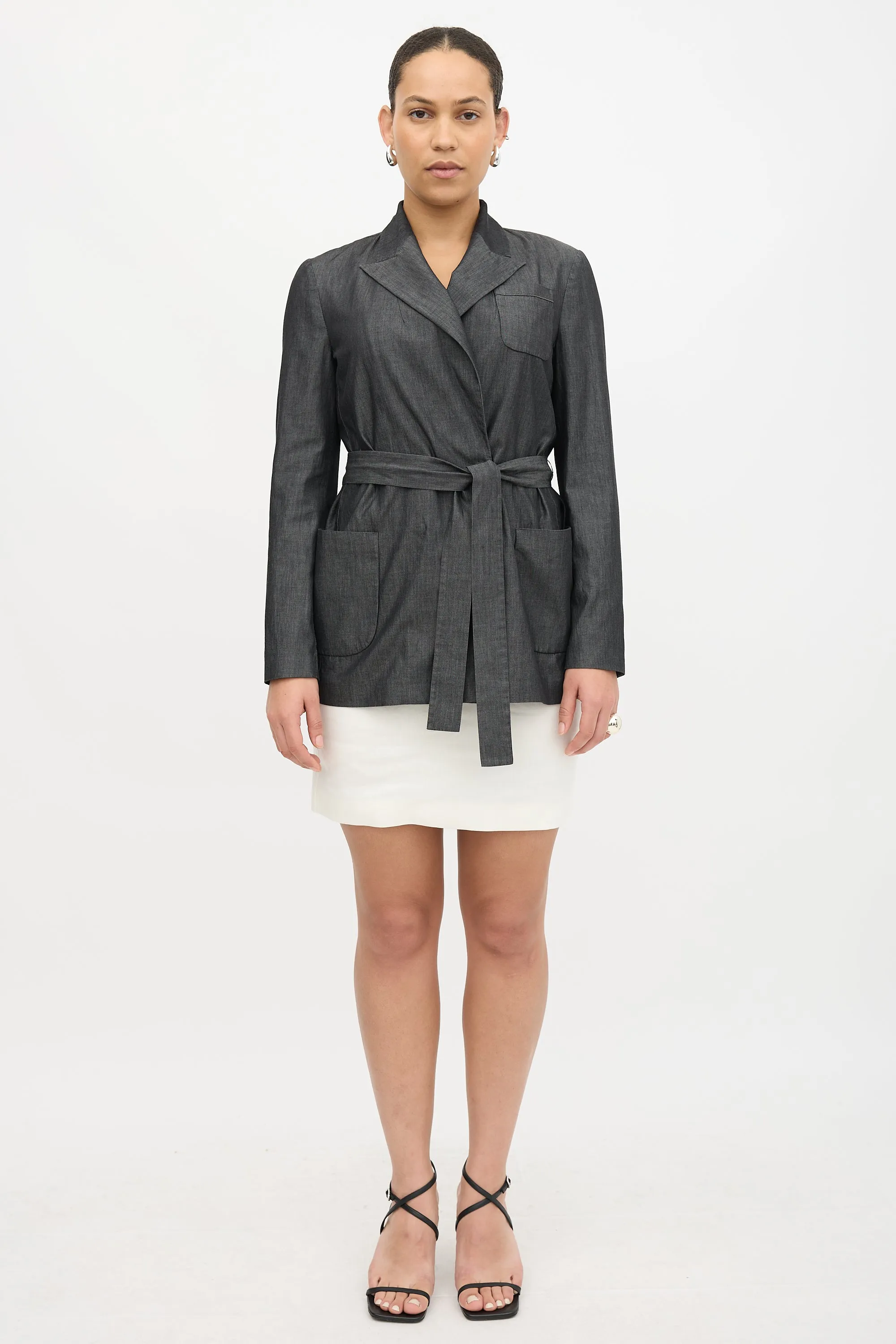 Chambray Belted Blazer sold by VSP Consignment product image thumbnail 2