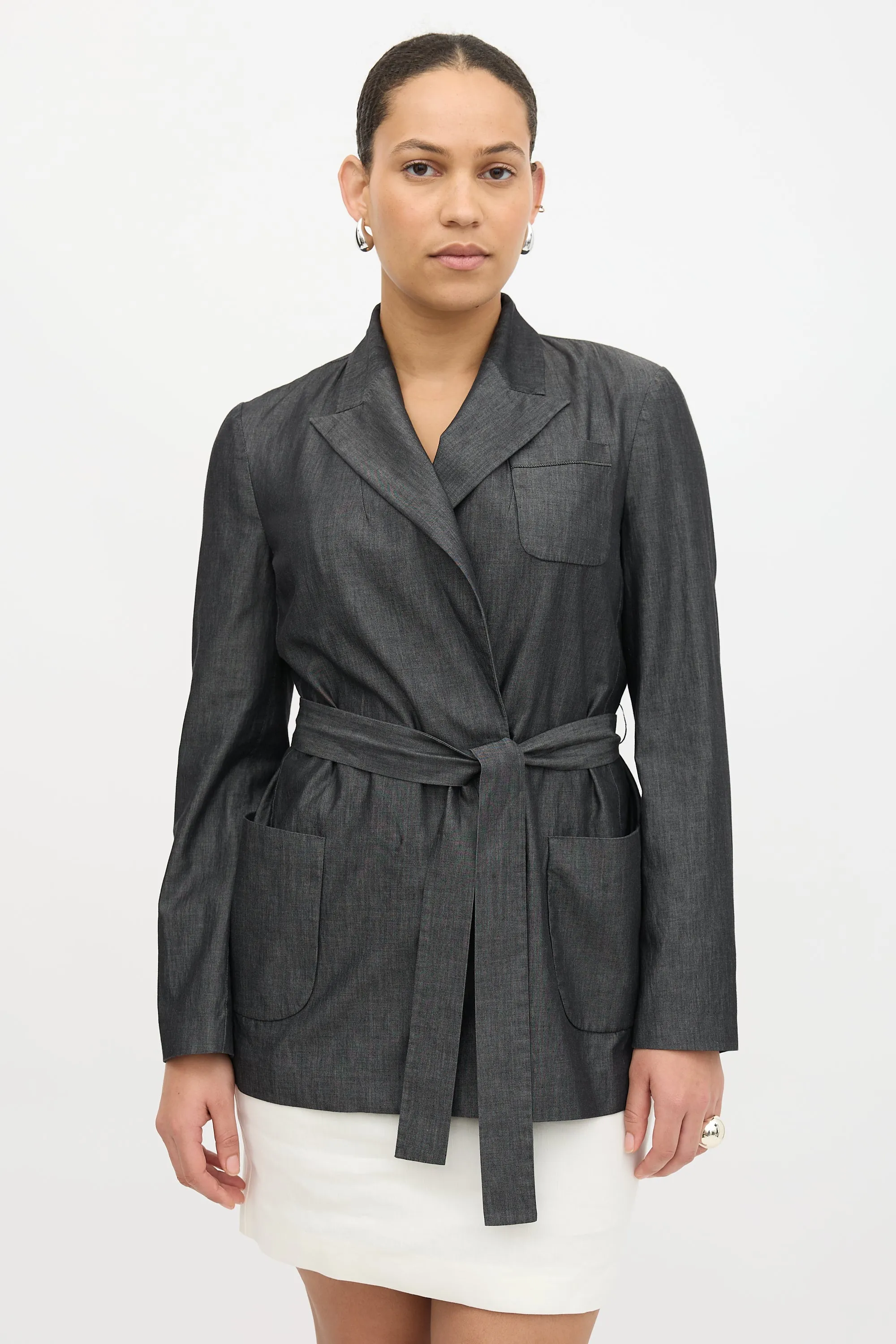 Chambray Belted Blazer sold by VSP Consignment