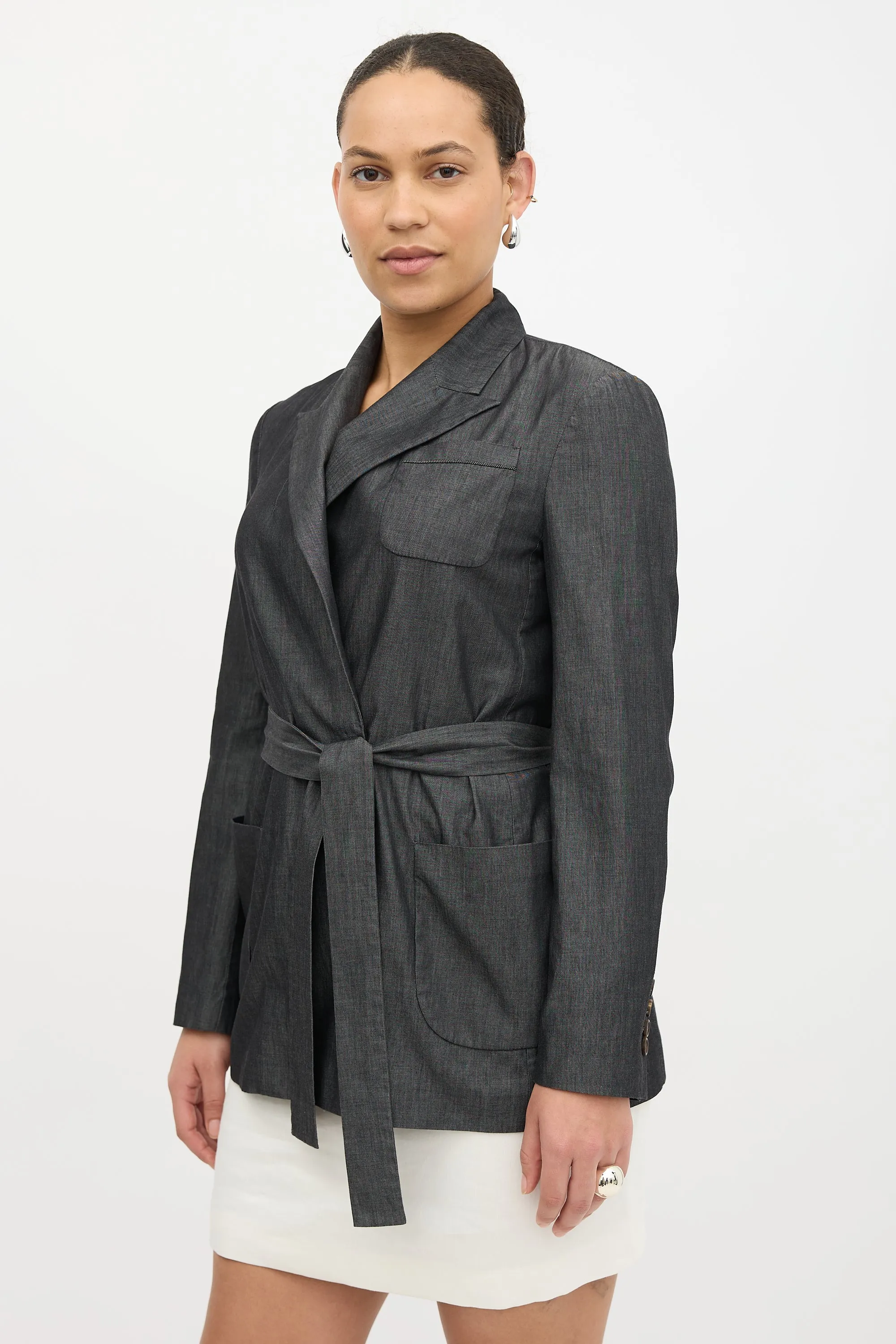 Chambray Belted Blazer sold by VSP Consignment product image thumbnail 3