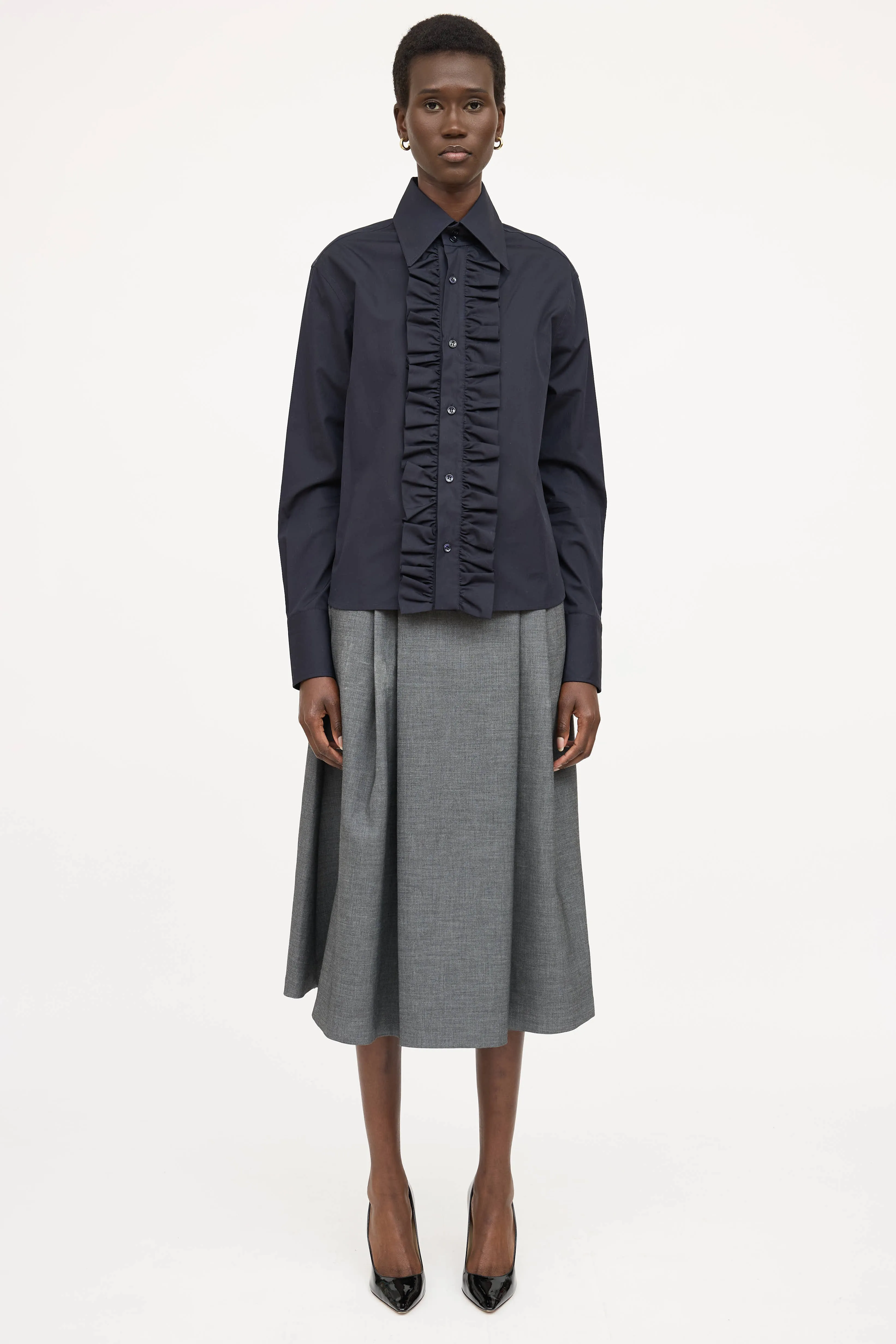 Ruffle Button Up Shirt sold by VSP Consignment product image thumbnail 2