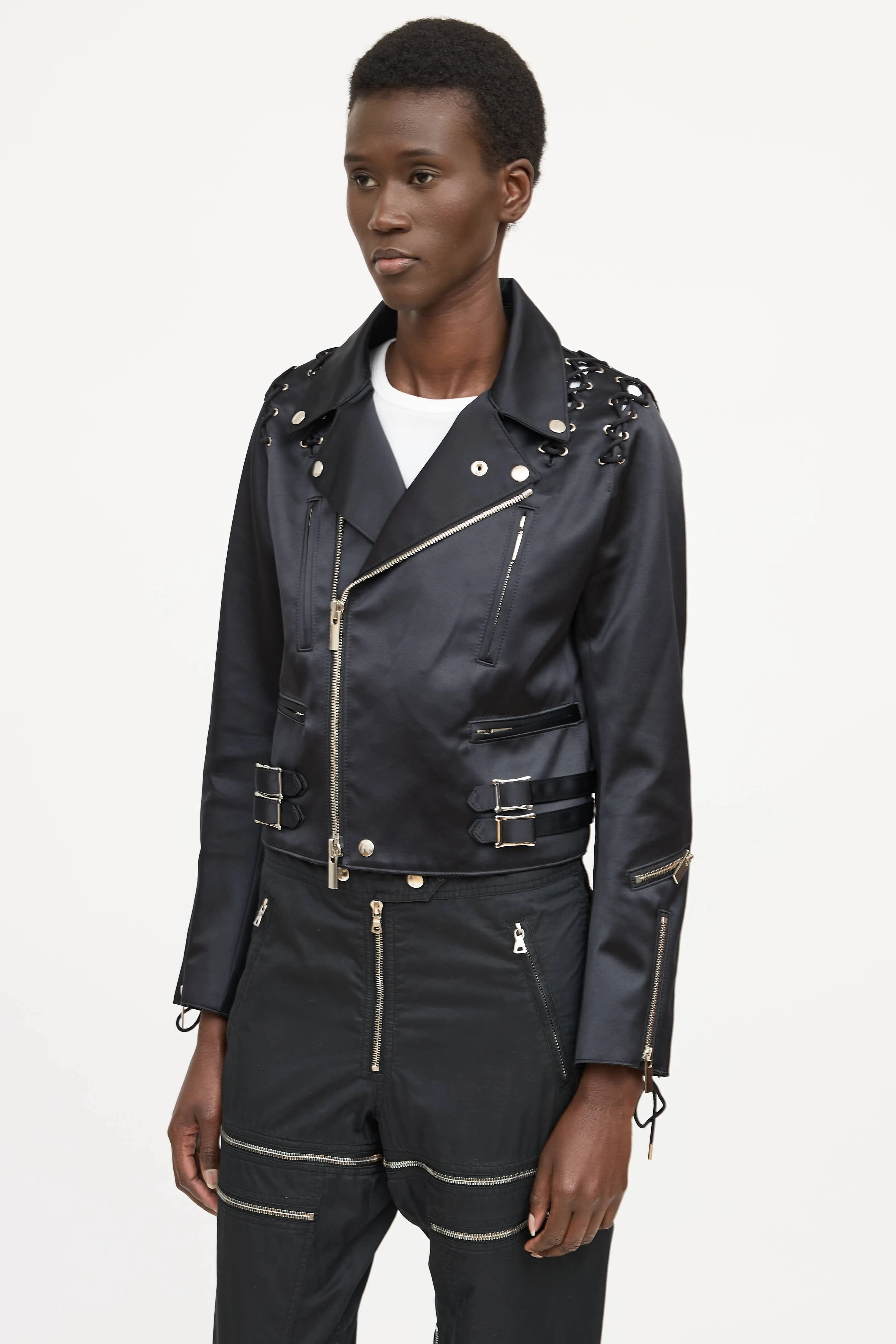 Lace-Up Biker Jacket sold by VSP Consignment product image thumbnail 3