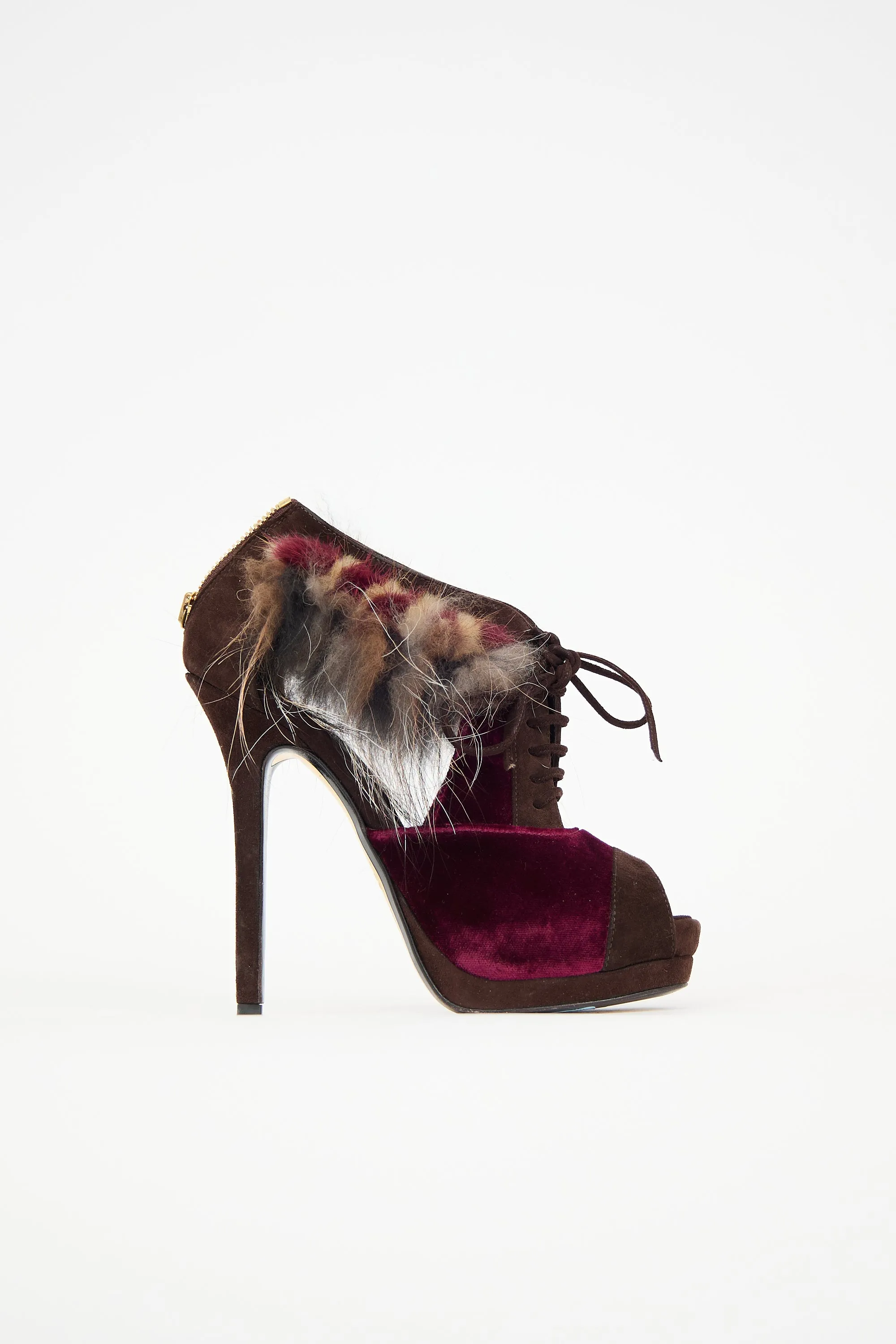 Velvet & Fur Trimmed Bootie sold by VSP Consignment