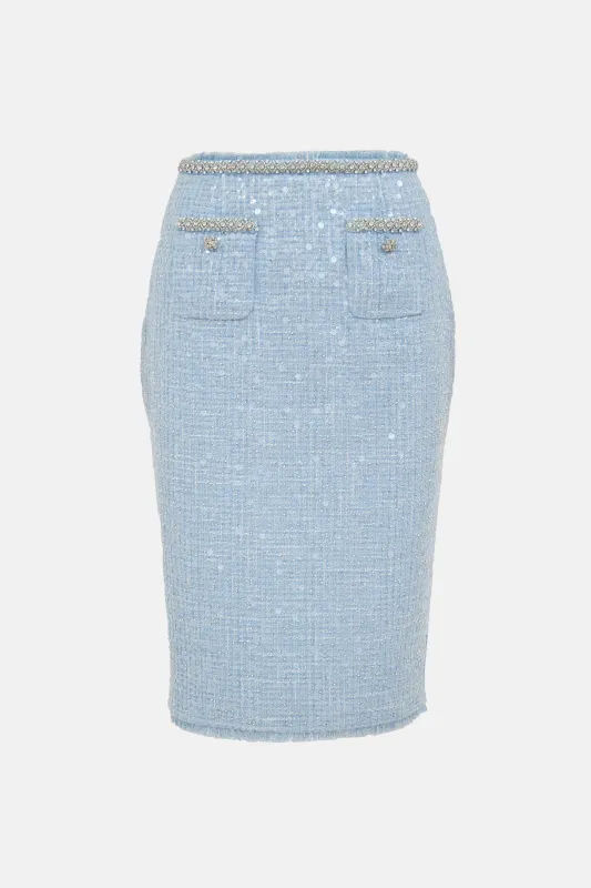 Sequin Tweed Midi Skirt sold by VSP Consignment