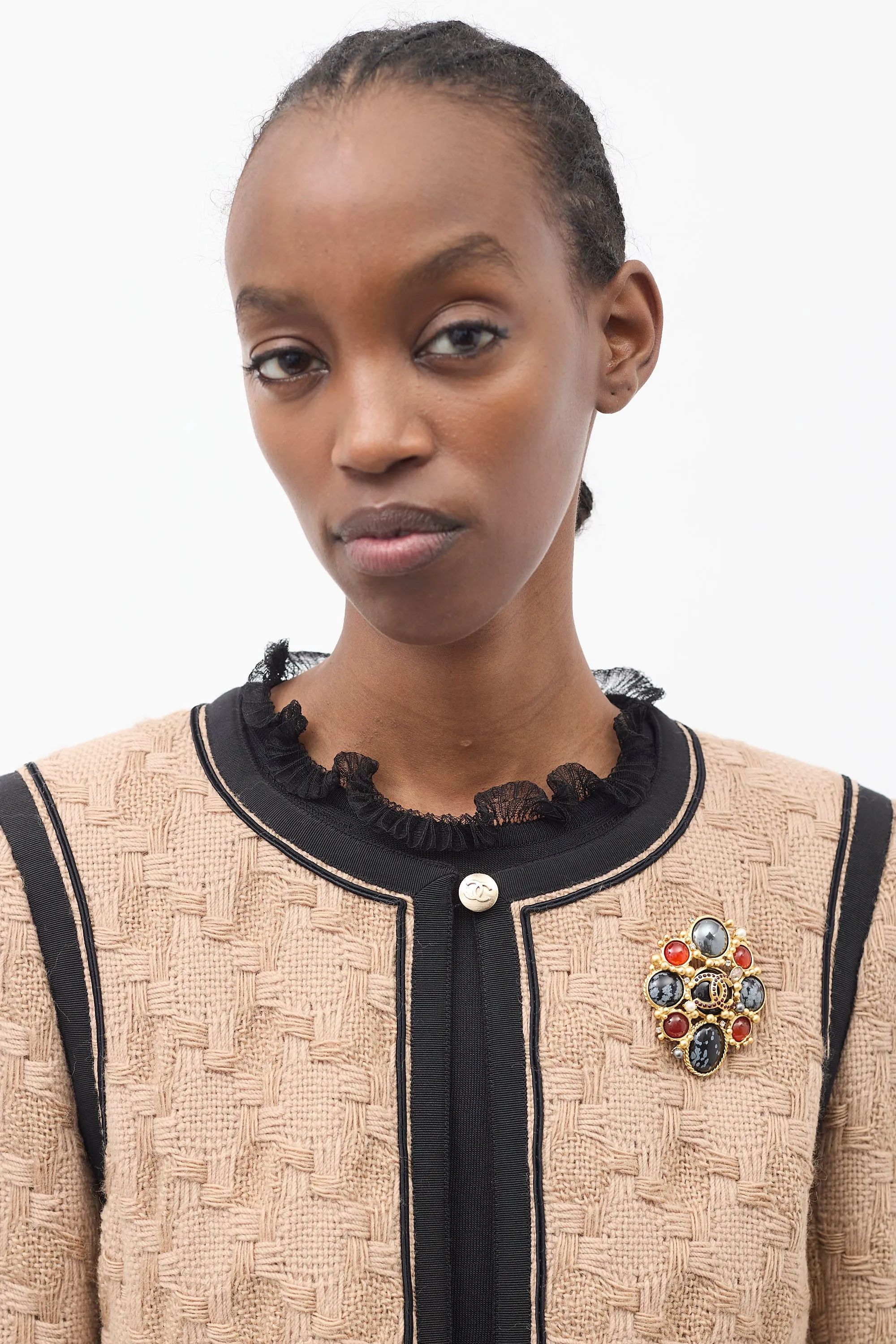 FW 2001 Gold & Multi Stone Embellished CC Brooch sold by VSP Consignment product image thumbnail 2