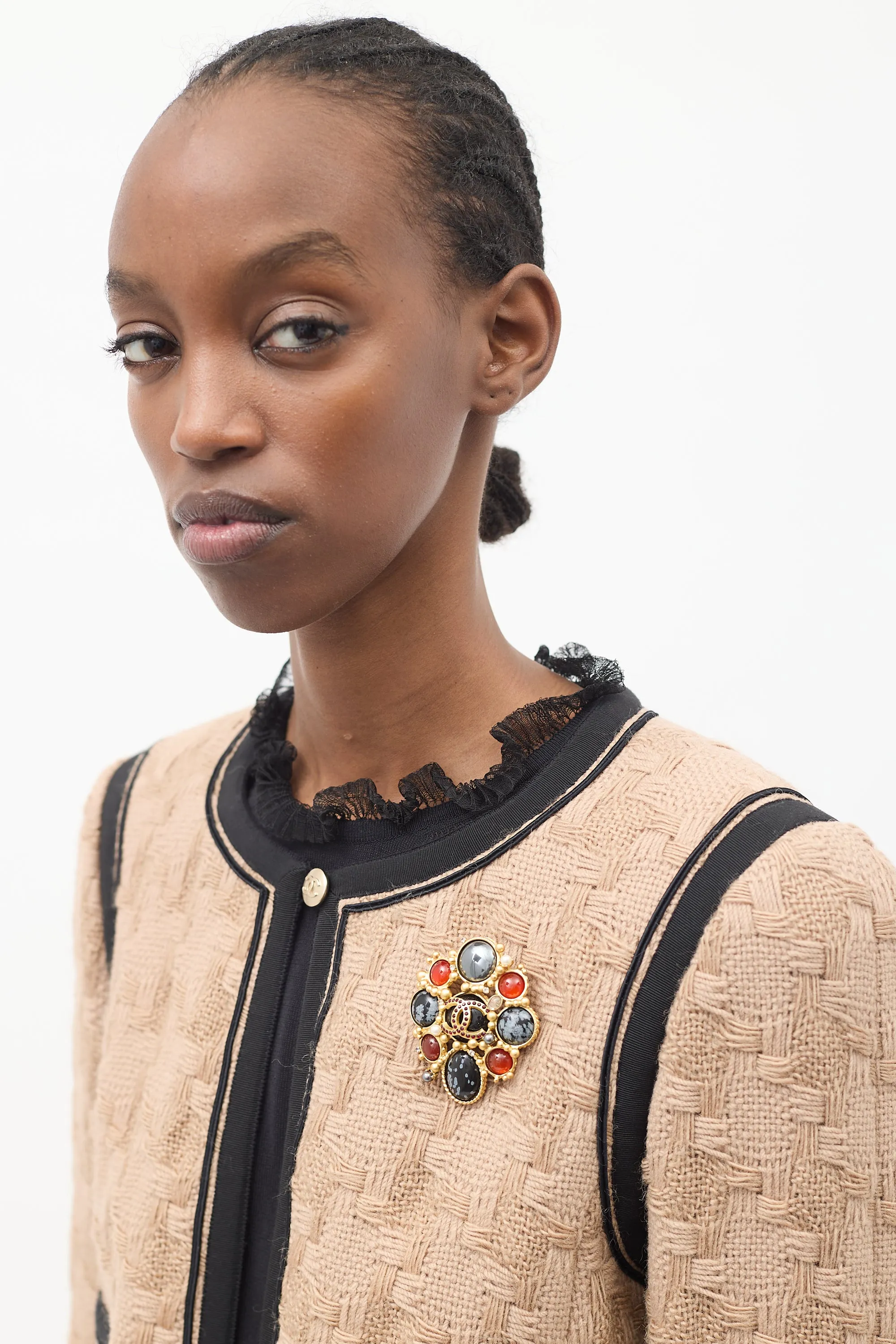 FW 2001 Gold & Multi Stone Embellished CC Brooch sold by VSP Consignment product image thumbnail 4