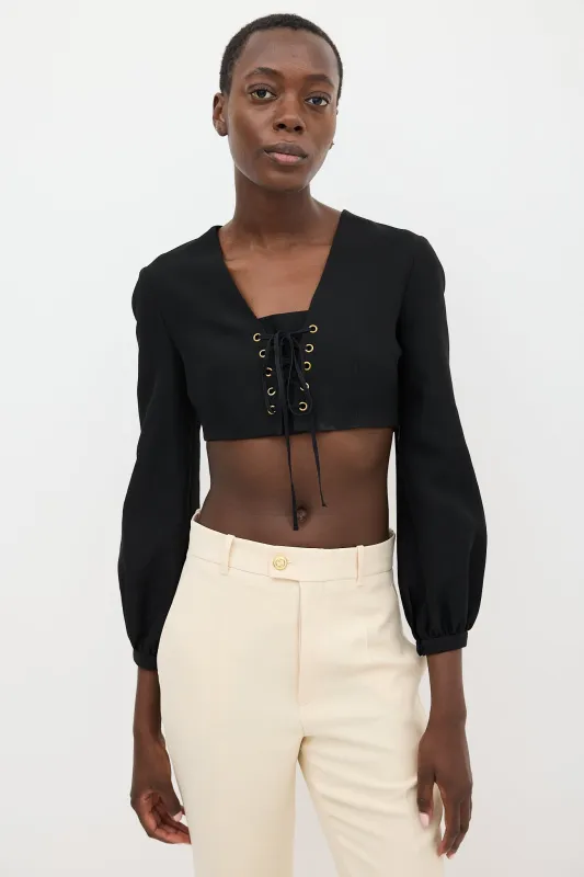 Lace Up Silk Top sold by VSP Consignment