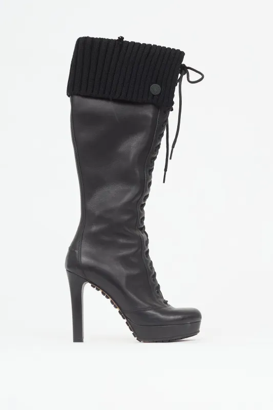 Leather Lace Up Boot made by Gucci