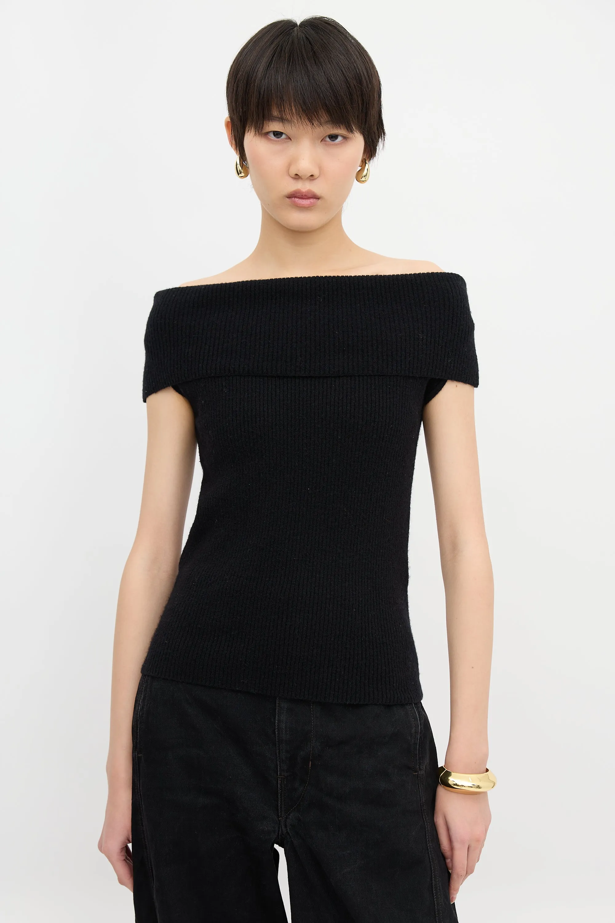 Ribbed Knit Off Shoulder Top sold by VSP Consignment