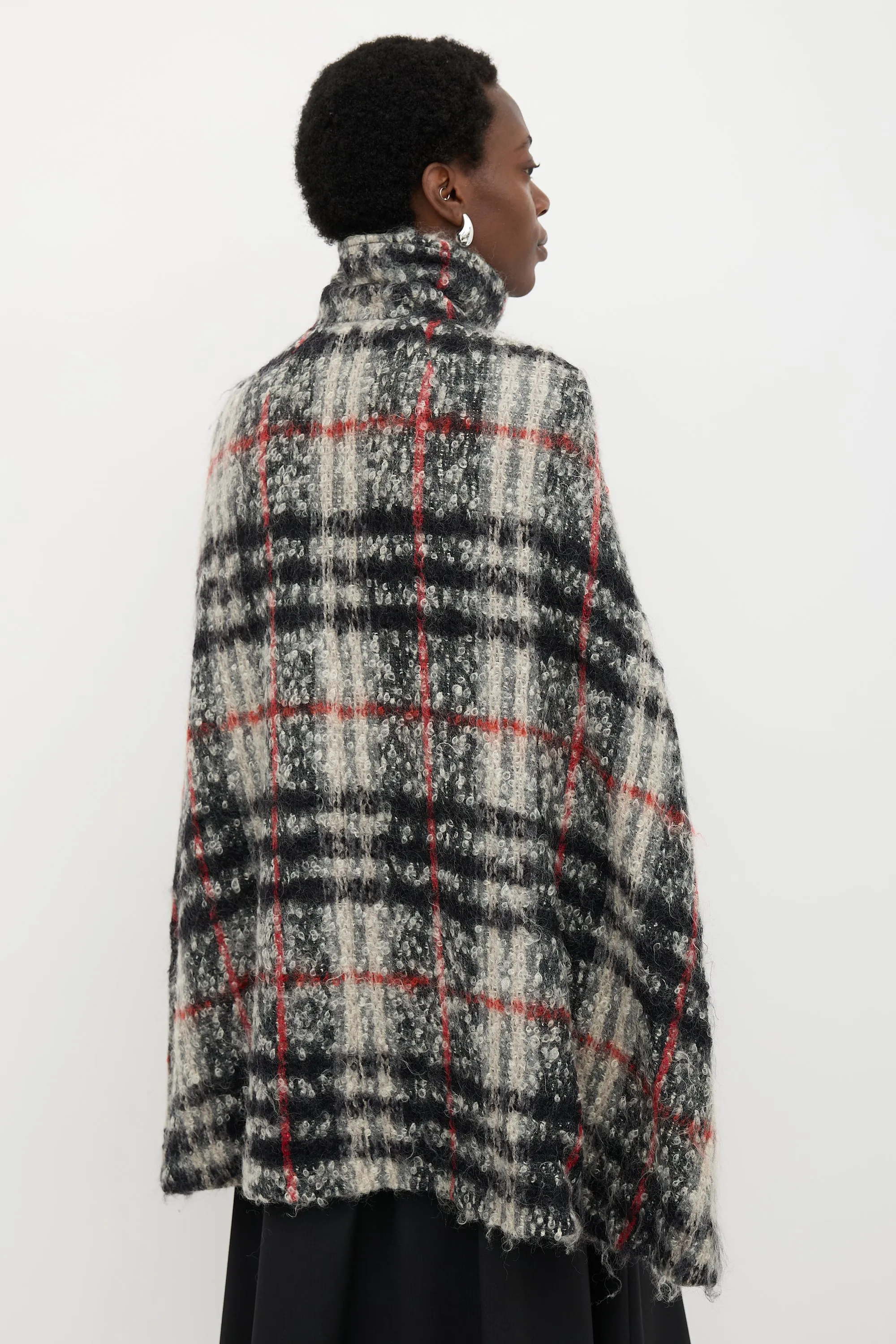 Wool & Mohair Check Cape Jacket sold by VSP Consignment product image thumbnail 4