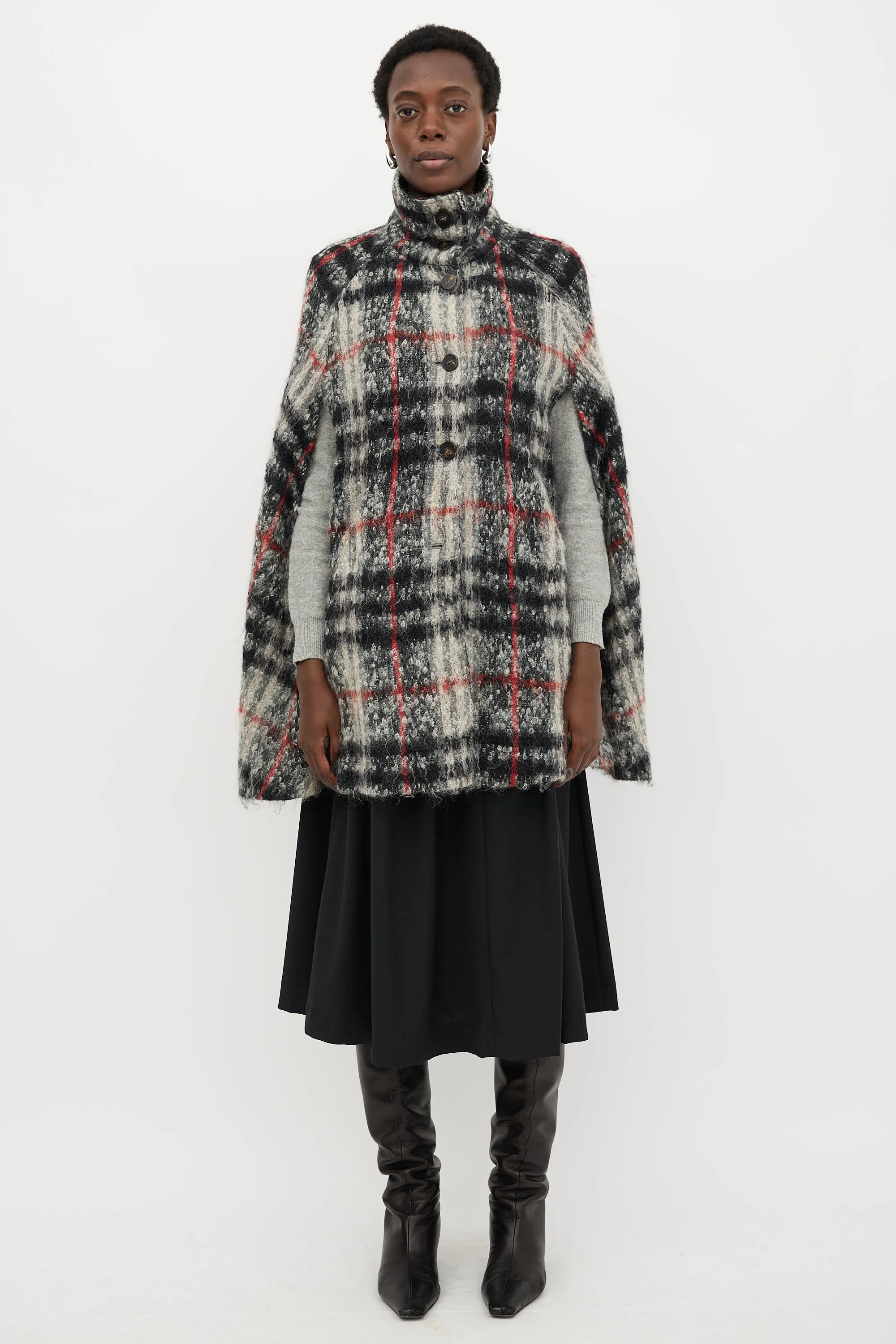 Wool & Mohair Check Cape Jacket sold by VSP Consignment product image thumbnail 2