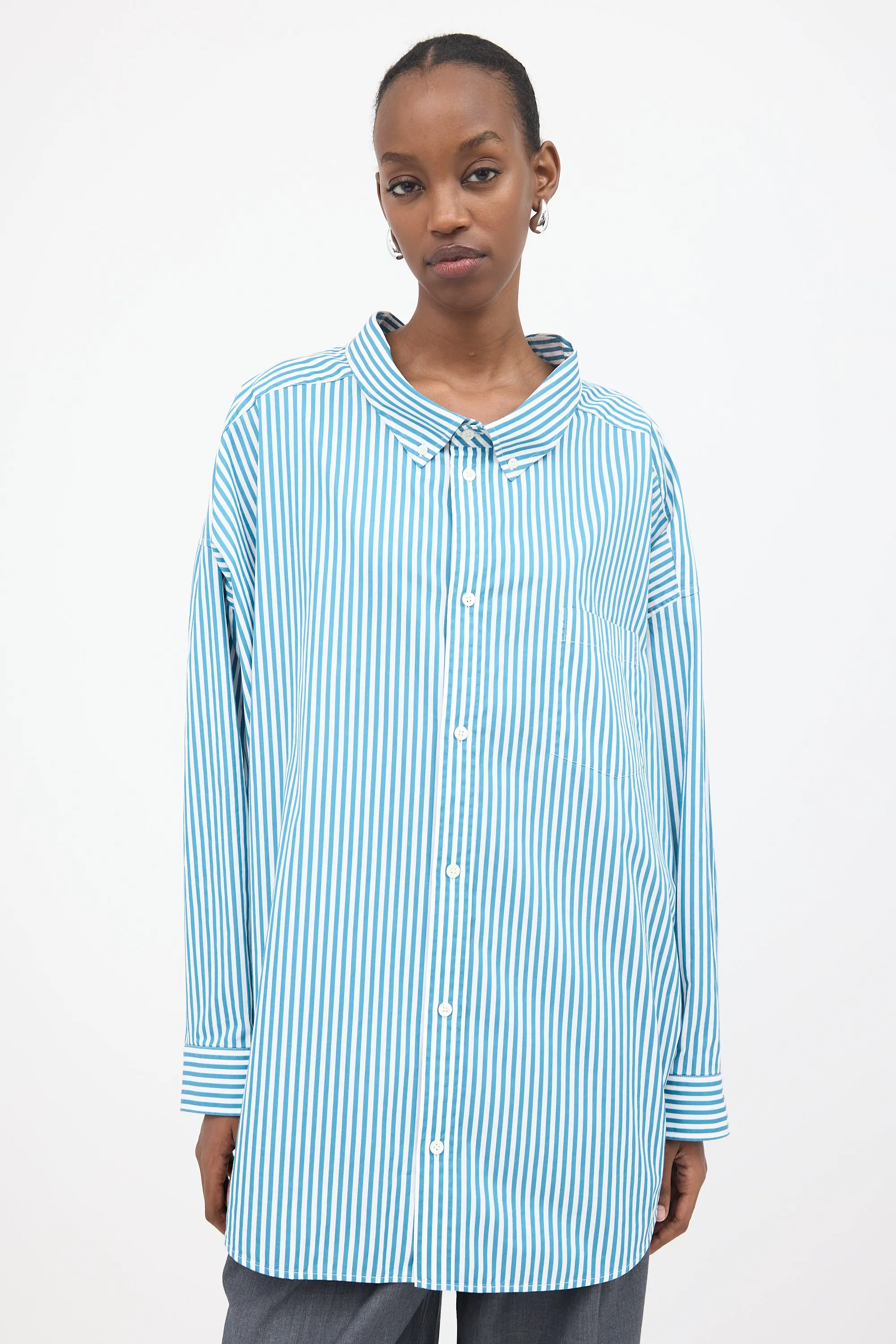 Oversized Striped Logo Shirt sold by VSP Consignment
