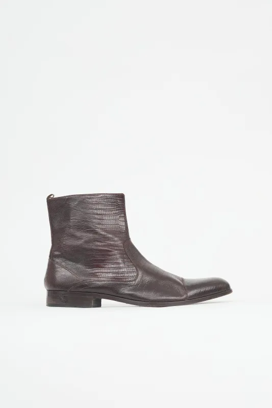 Embossed Leather Boot made by Versace