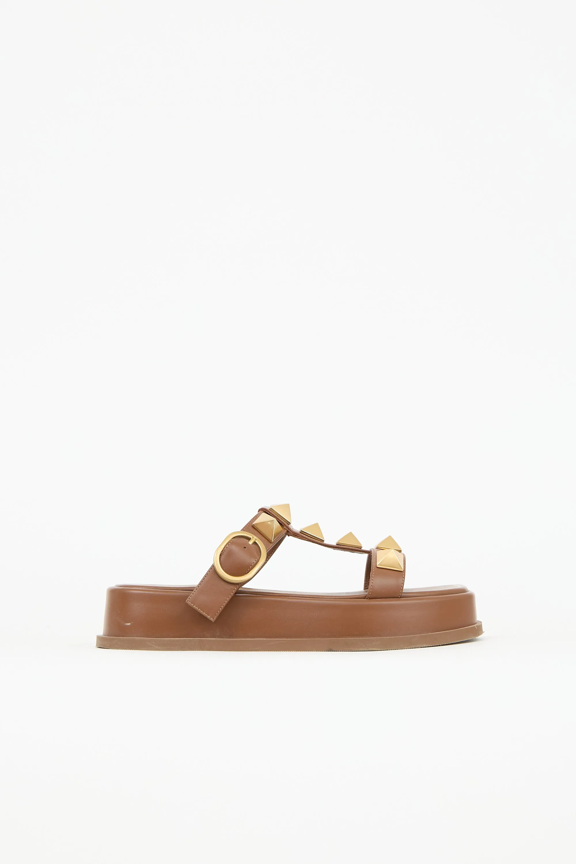 Leather Roman Stud Platform Sandal sold by VSP Consignment