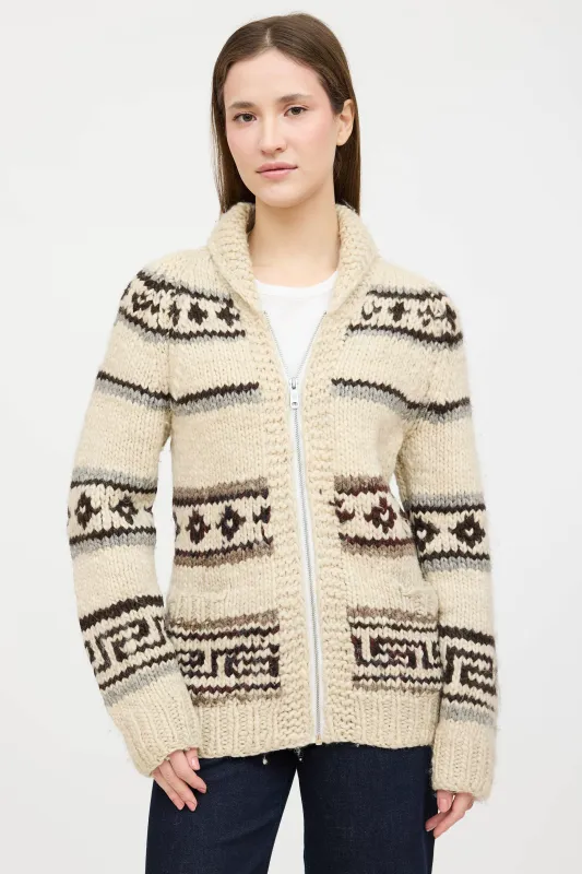 Wool Cowichan Knit Zip Sweater sold by VSP Consignment