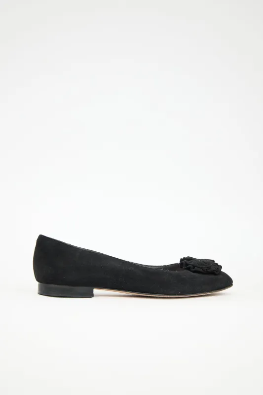 Suede Rosette Flat made by Manolo Blahnik