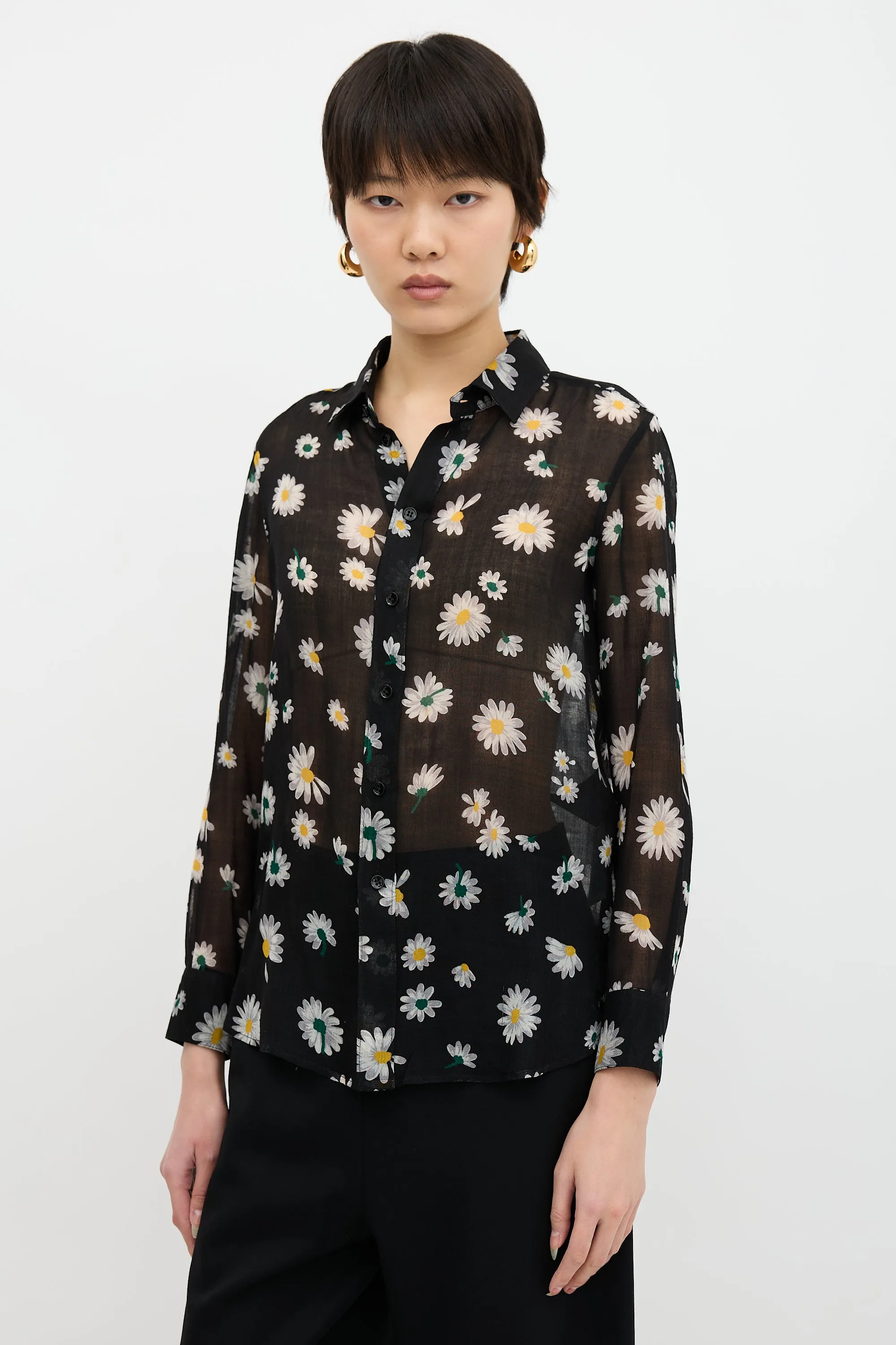 Wool Sheer Floral Shirt sold by VSP Consignment product image thumbnail 3