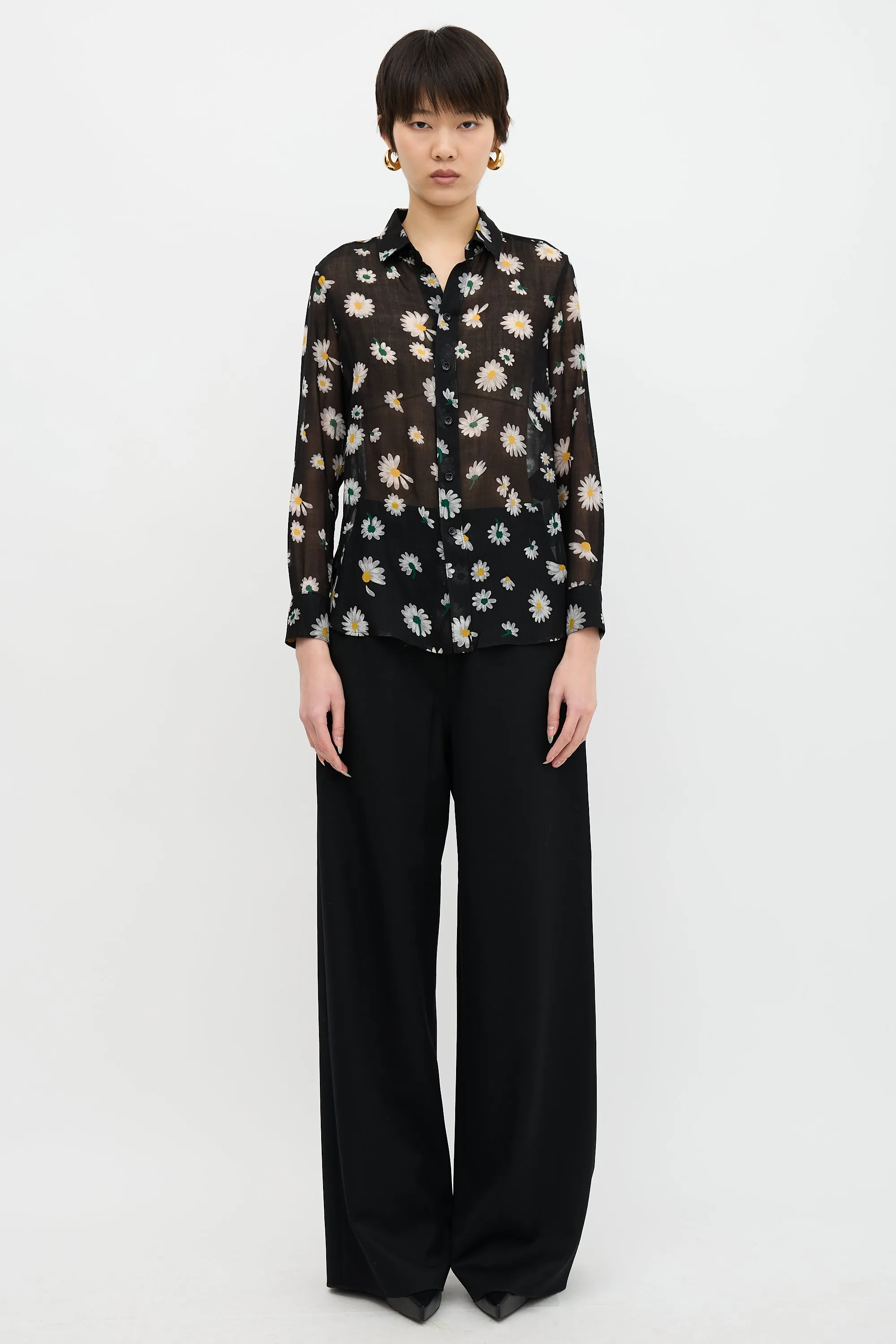 Wool Sheer Floral Shirt sold by VSP Consignment product image thumbnail 2