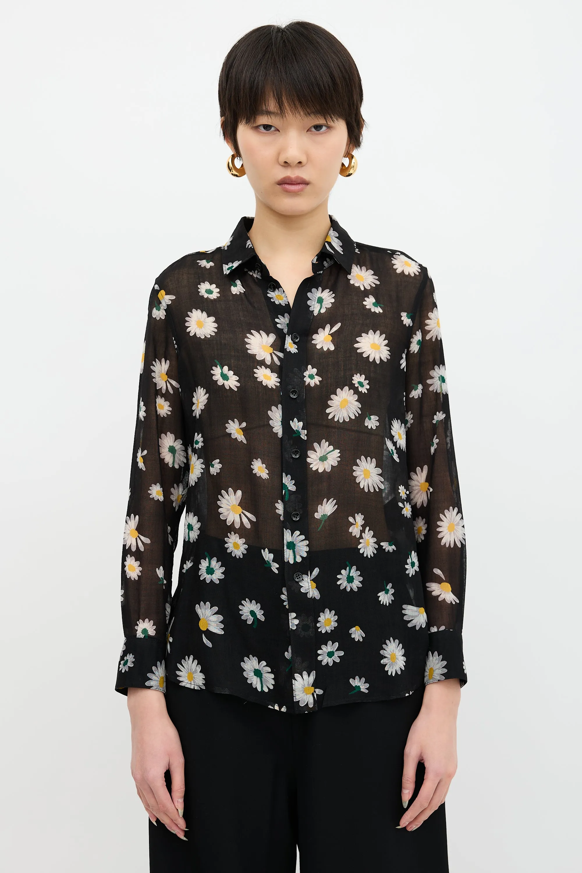 Wool Sheer Floral Shirt sold by VSP Consignment
