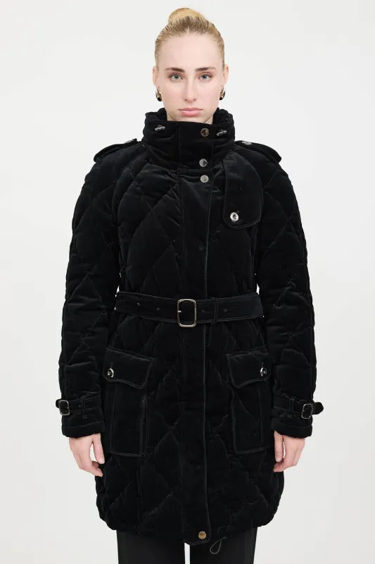 Velour Quilted Down Coat made by Burberry