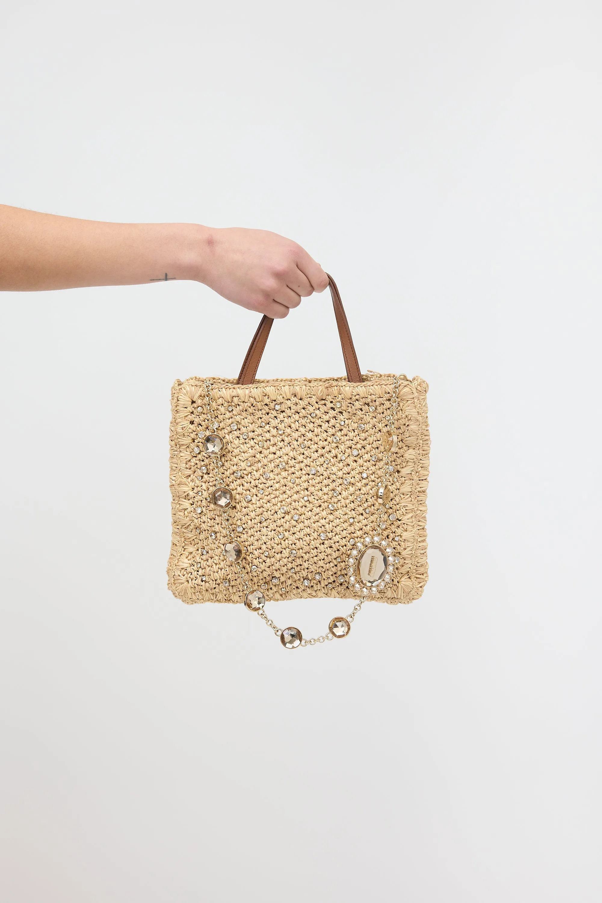 Raffia & Crystal Bag sold by VSP Consignment product image thumbnail 2