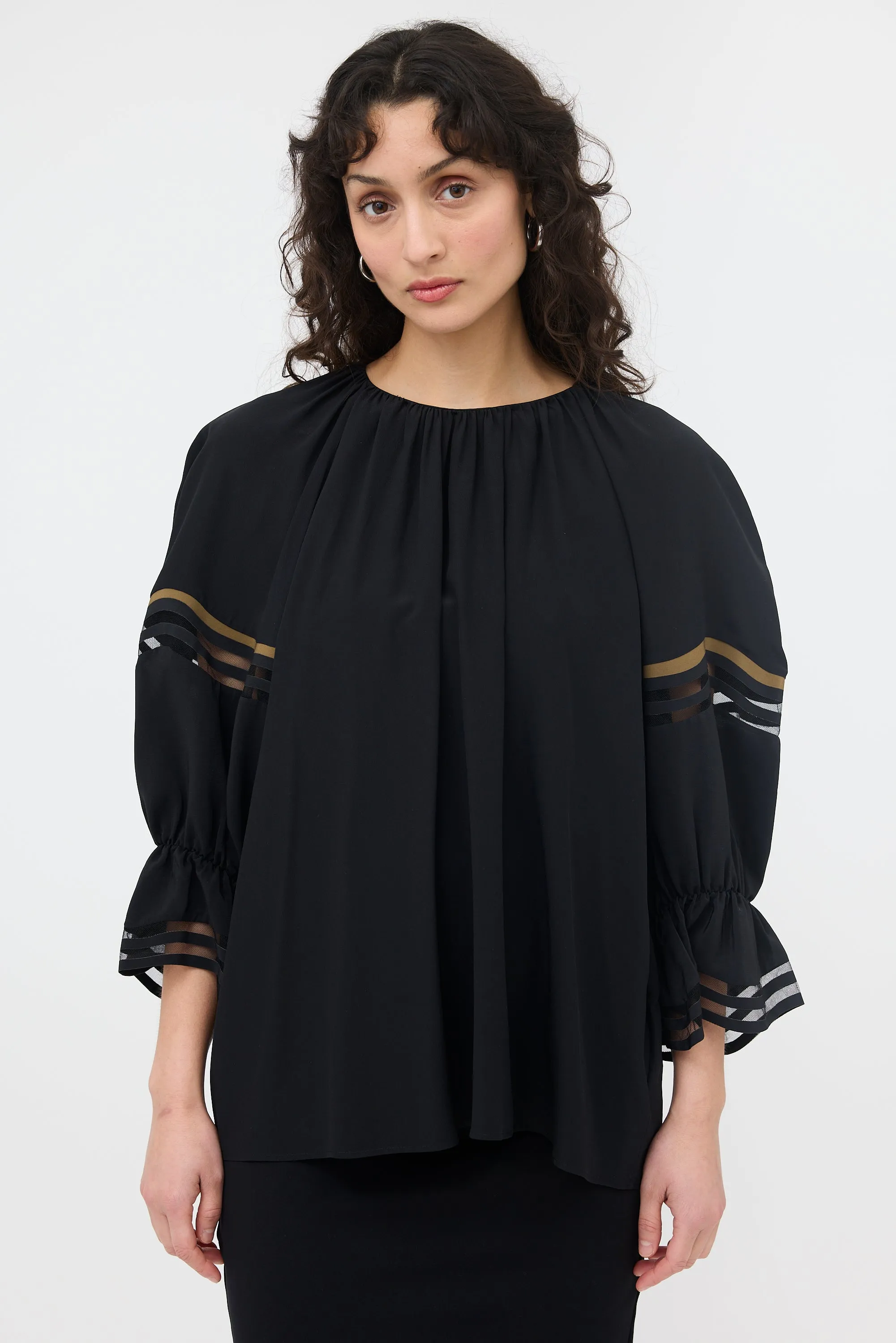 Silk Puff Sleeve Top sold by VSP Consignment