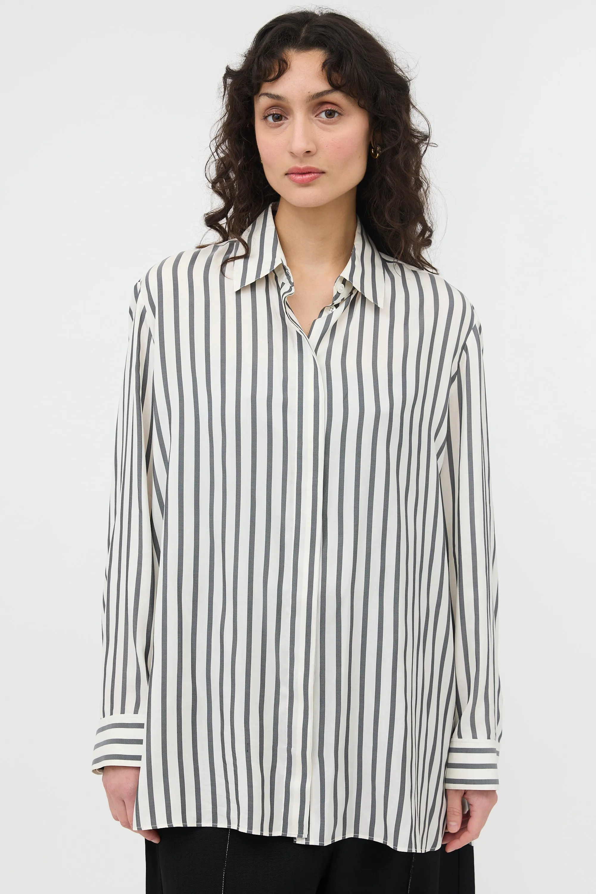 Silk Striped Big Sisea Shirt sold by VSP Consignment
