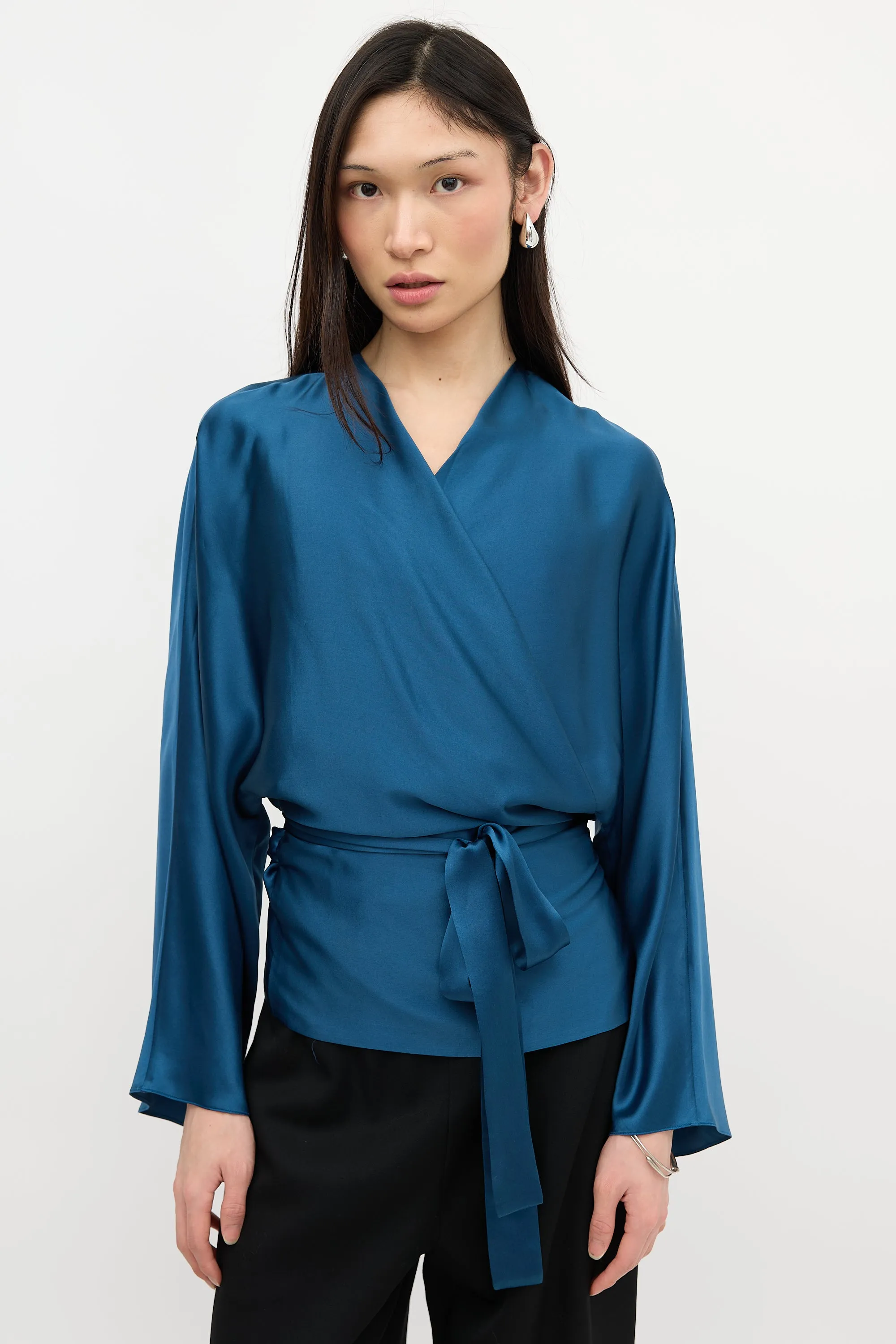 Silk Wrap Blouse sold by VSP Consignment