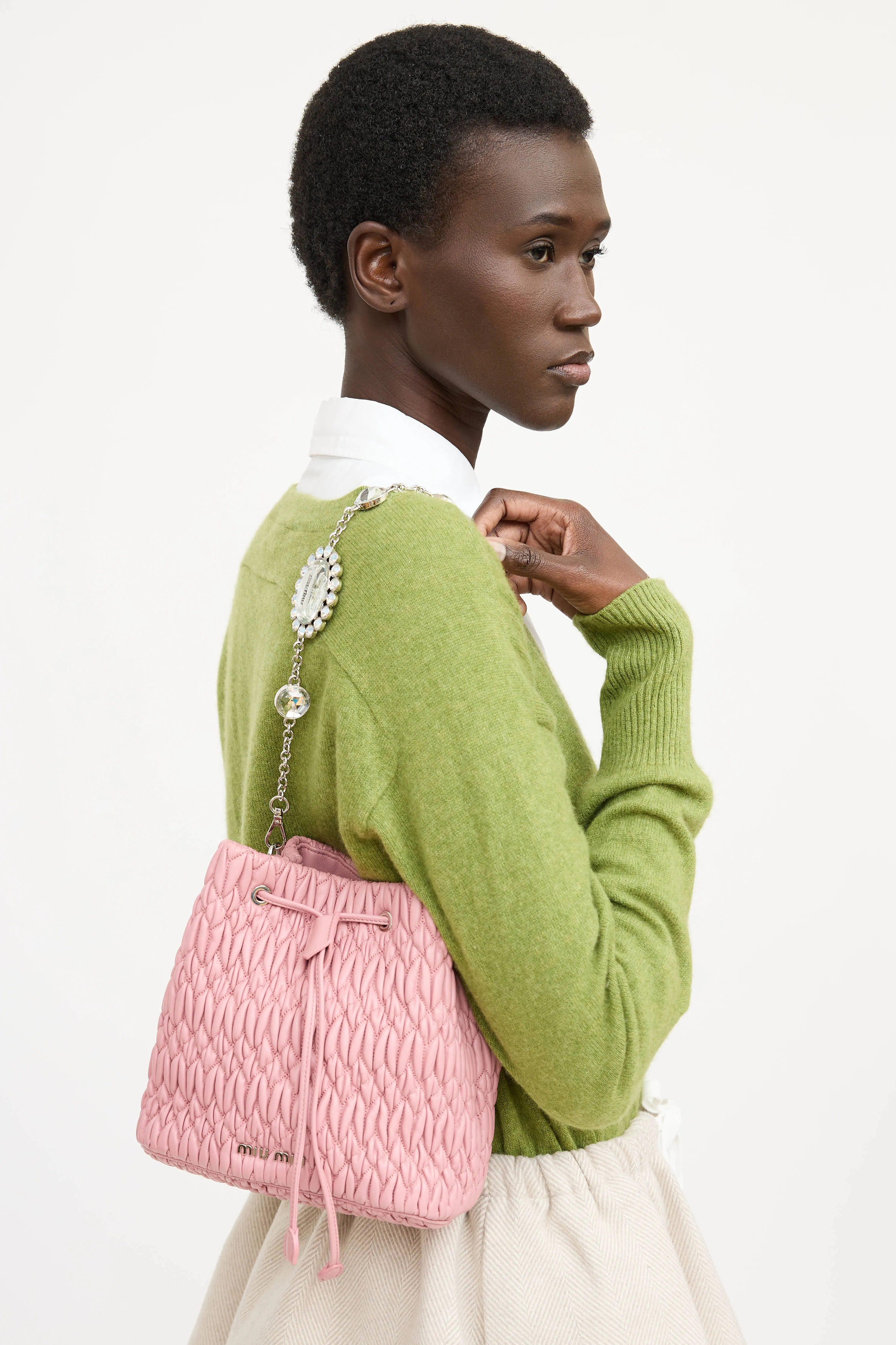 Matelasse Crystal Pleated Bucket Bag sold by VSP Consignment product image thumbnail 4