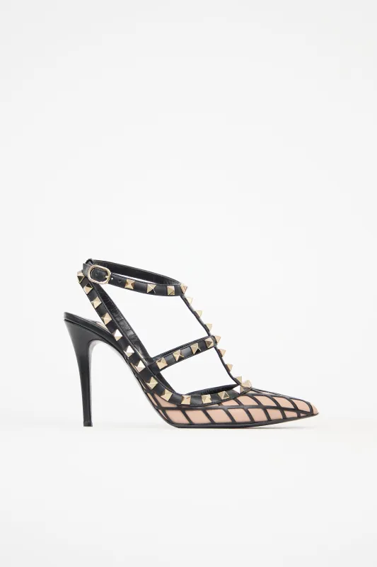 Leather Mesh Rockstud Pump sold by VSP Consignment