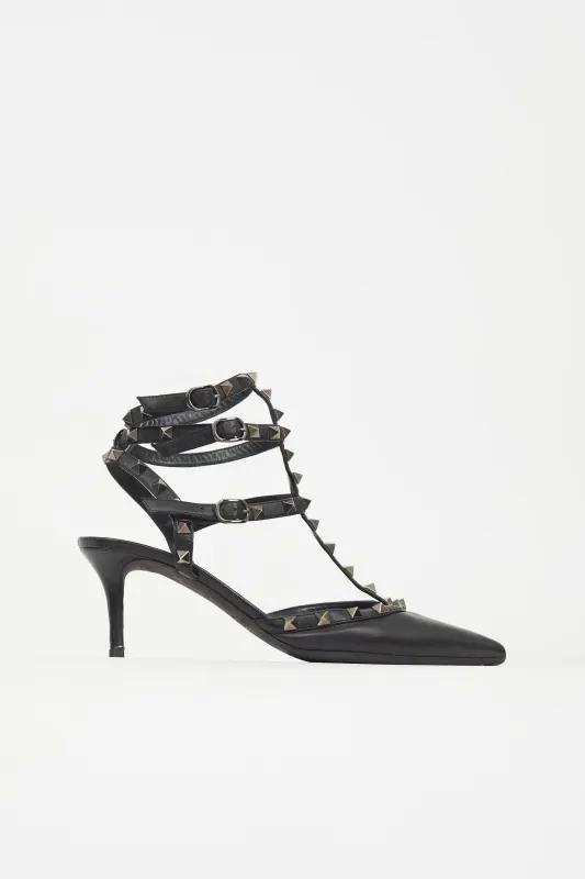 Leather Strappy Rockstud Pump sold by VSP Consignment