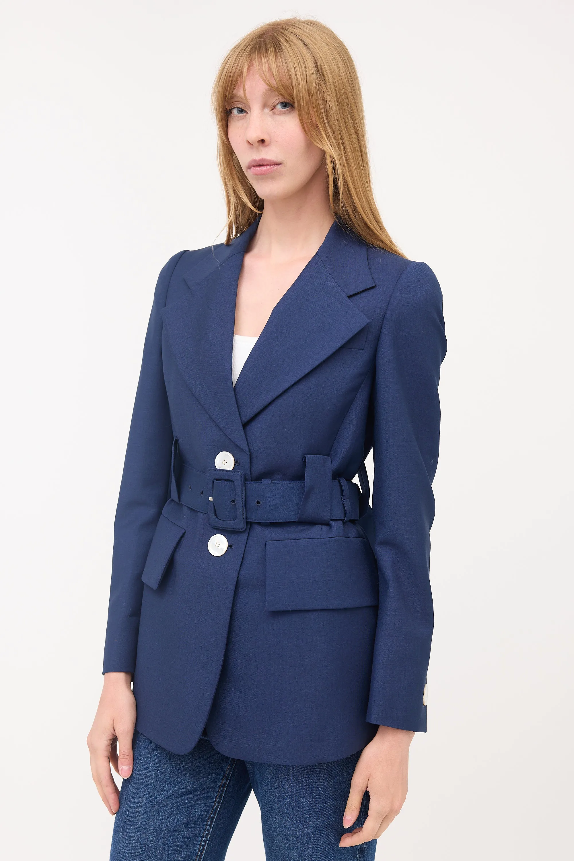 Wool & Mohair Belted Blazer sold by VSP Consignment product image thumbnail 3