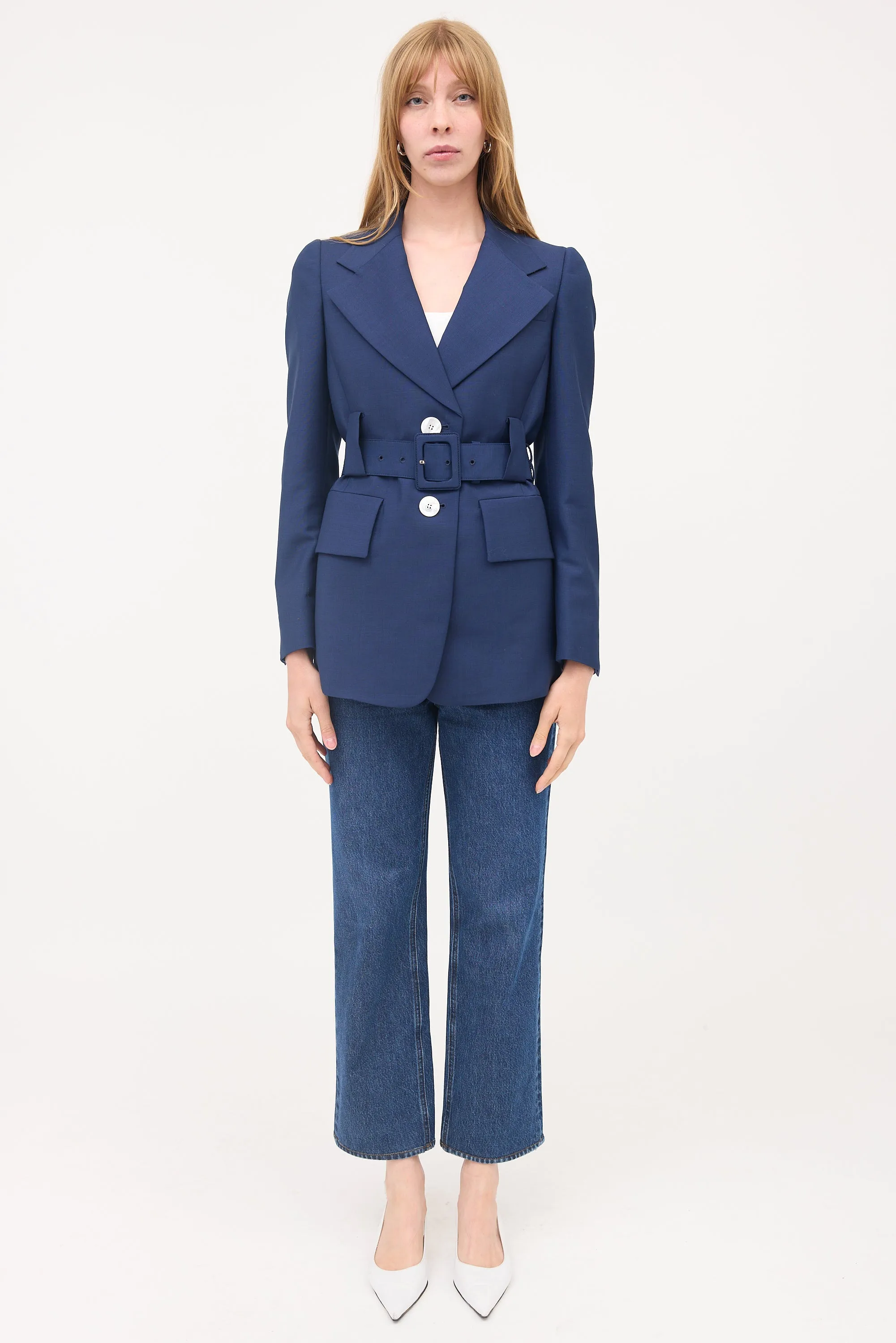 Wool & Mohair Belted Blazer sold by VSP Consignment product image thumbnail 2