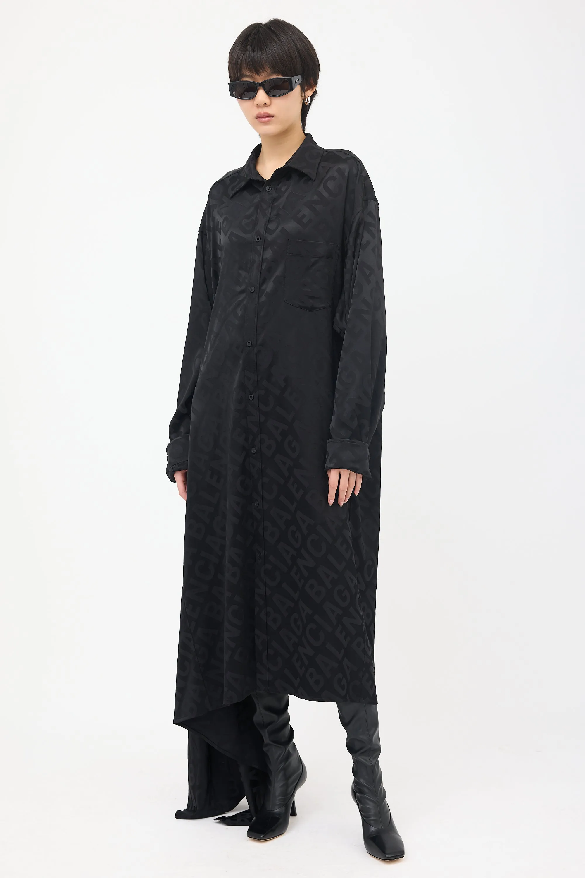 Satin Logo Shirt Dress sold by VSP Consignment product image thumbnail 3