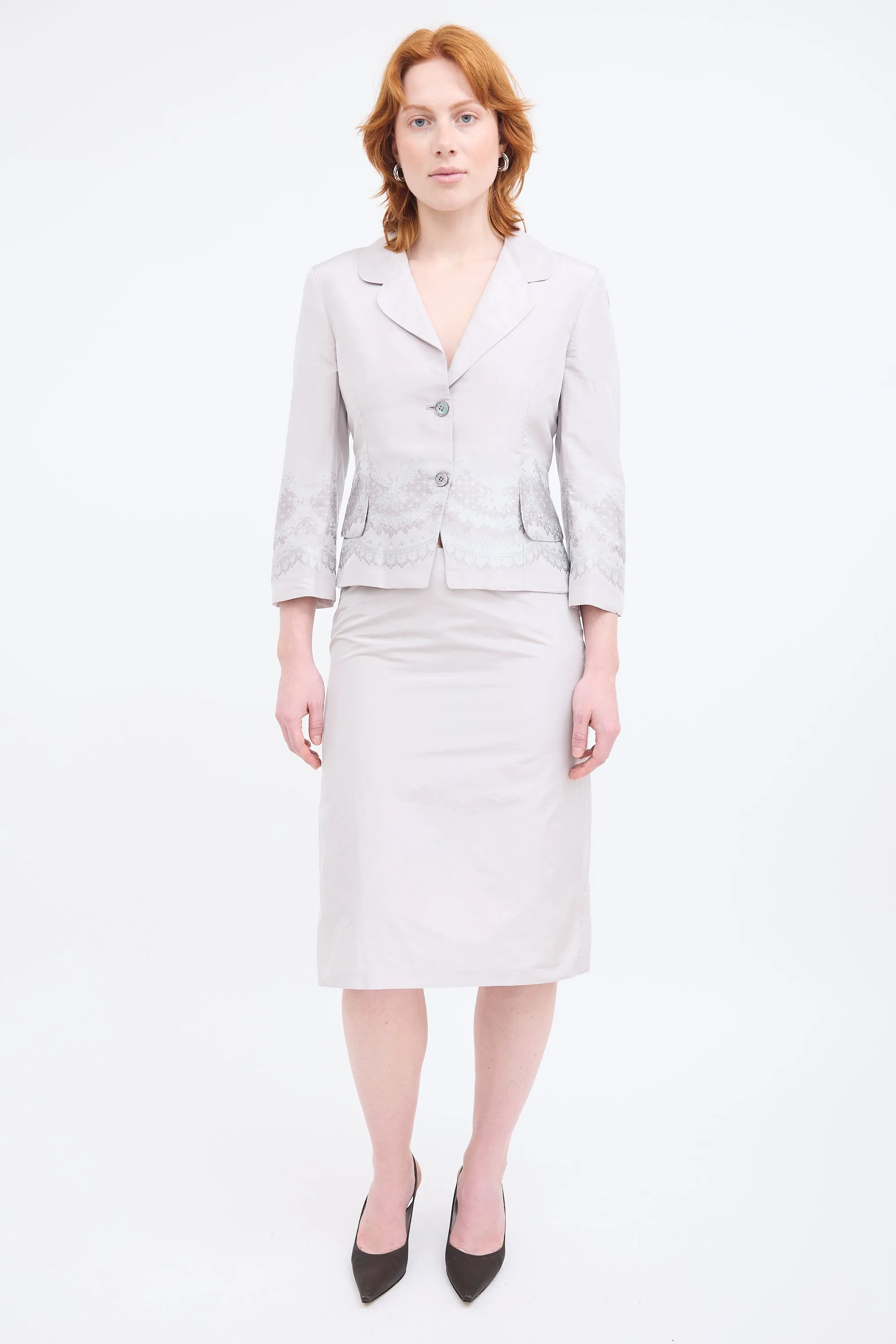 Silk Floral Skirt Suit sold by VSP Consignment