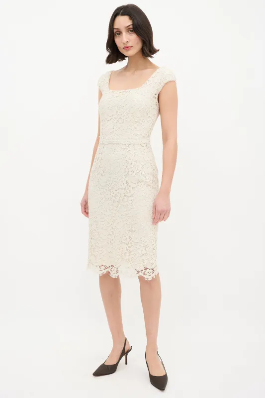 Floral Lace Overlay Sheath Dress made by VSP Consignment