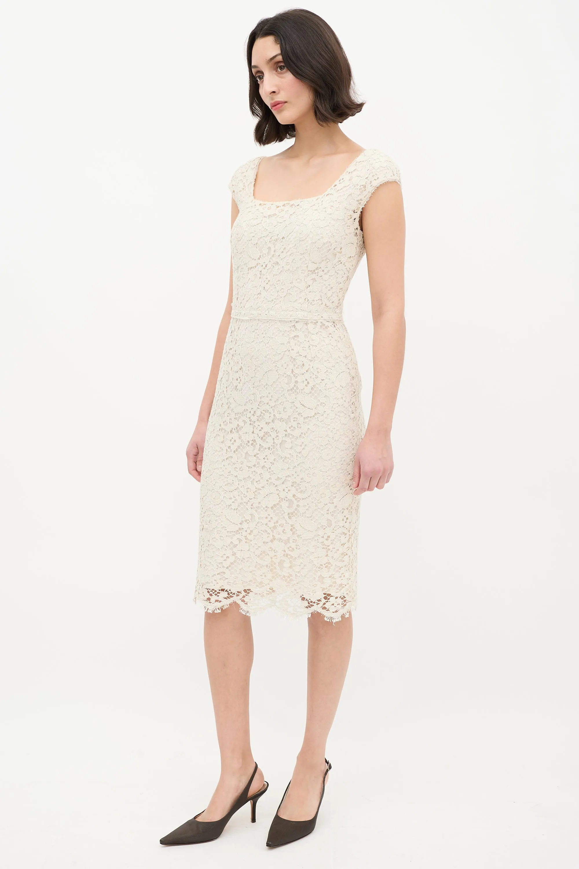 Floral Lace Overlay Sheath Dress sold by VSP Consignment product image thumbnail 3