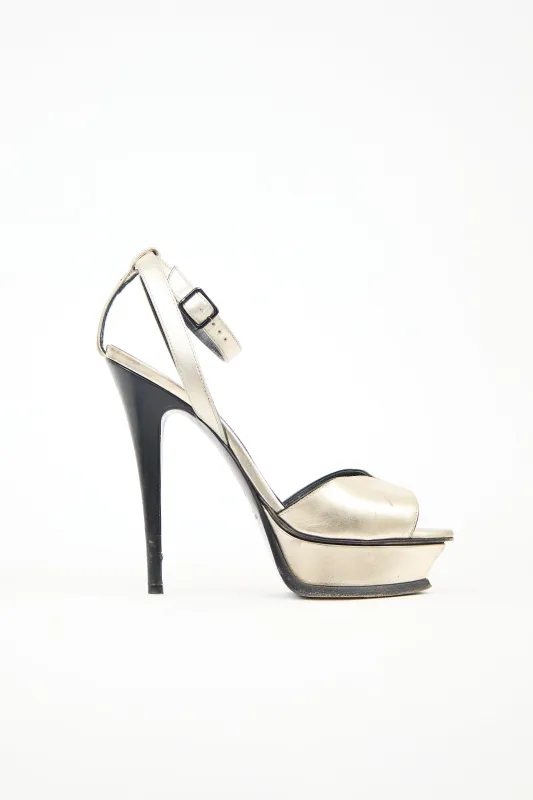 Metallic Leather Platform Heel sold by VSP Consignment