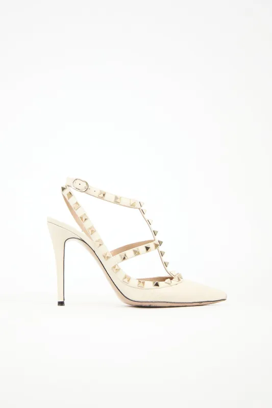 Leather Rockstud Cage Pump sold by VSP Consignment