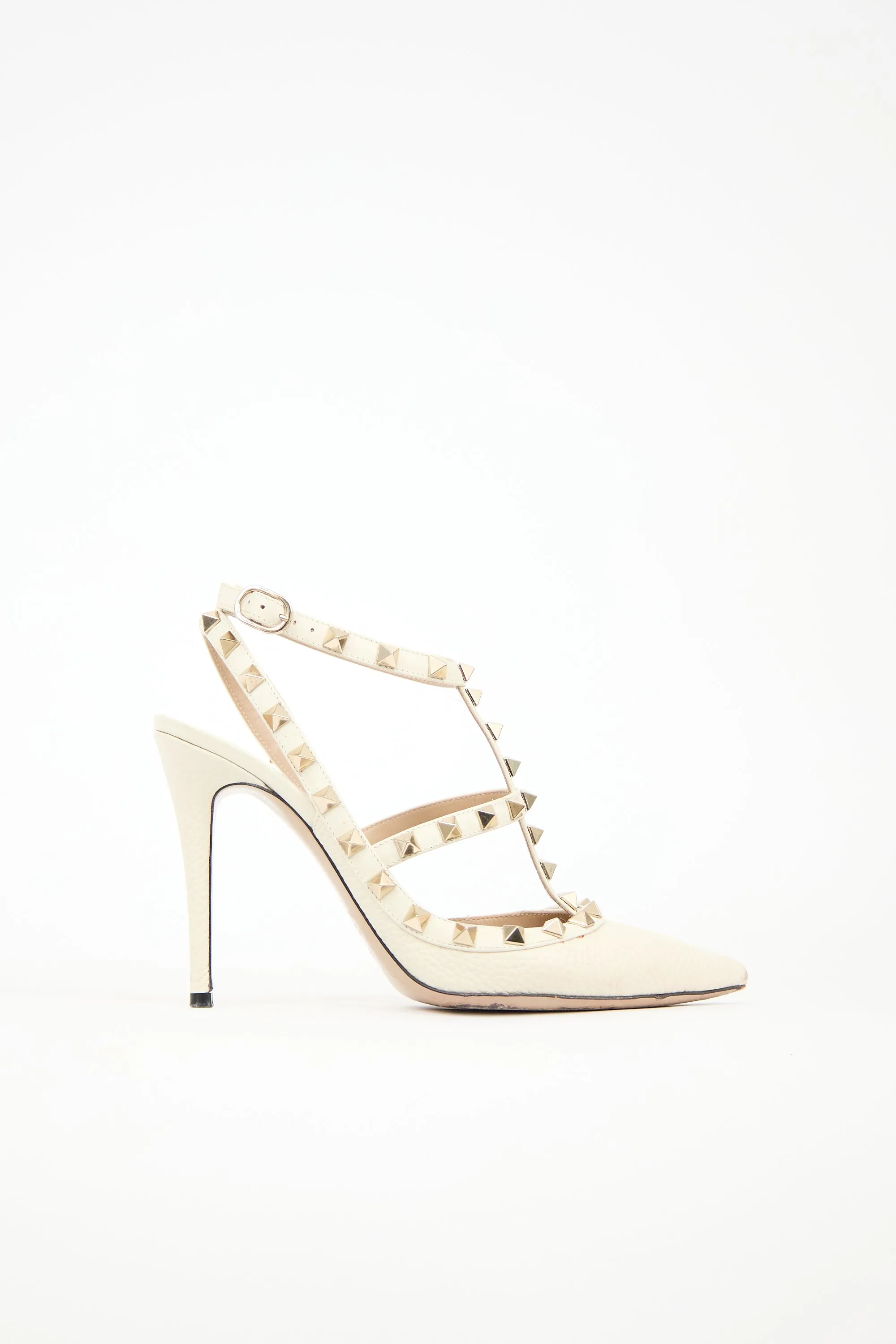 Leather Rockstud Cage Pump sold by VSP Consignment