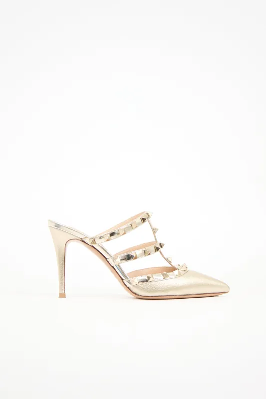 Leather Rockstud Cage Mule sold by VSP Consignment
