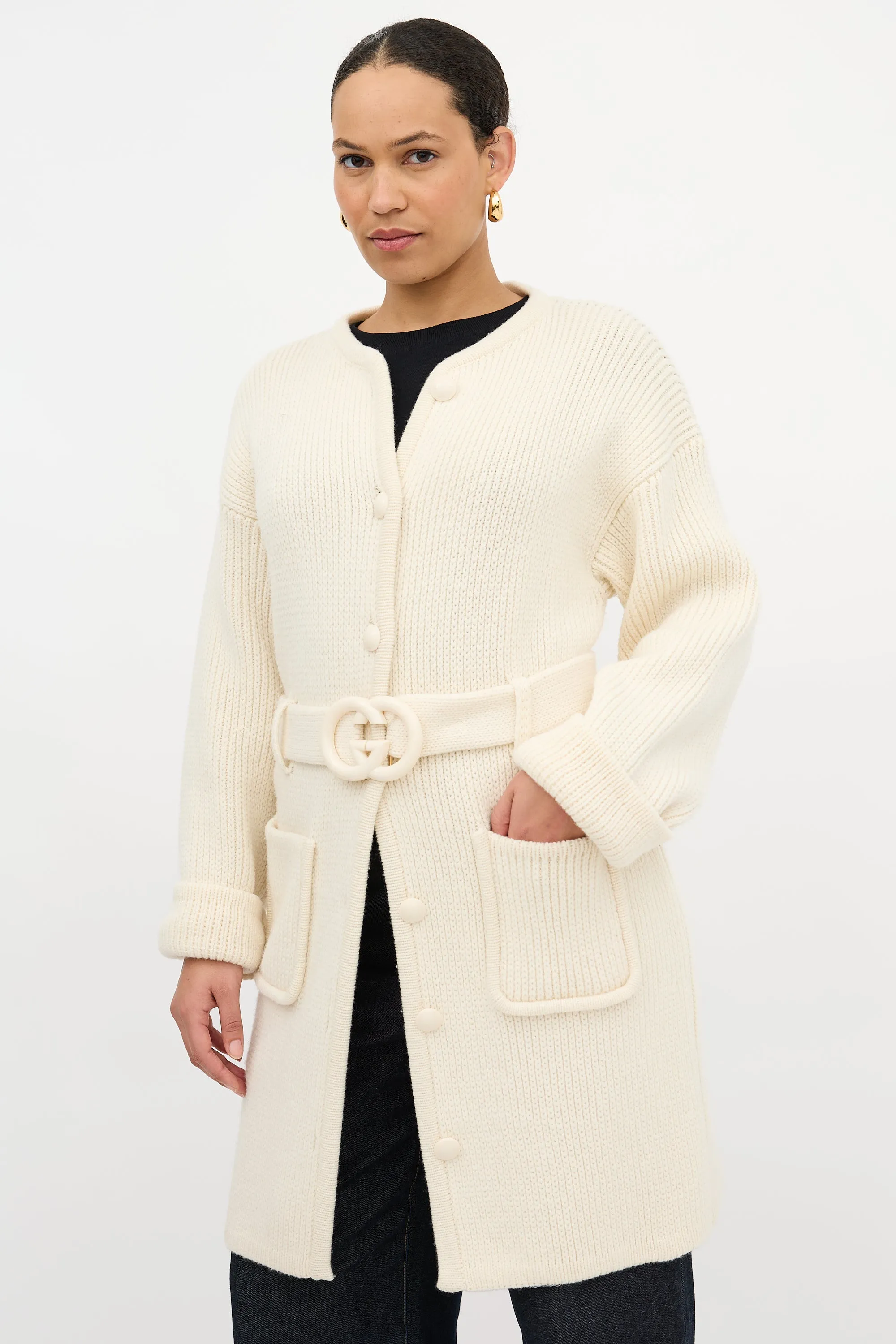 Wool GG Belted Cardigan sold by VSP Consignment product image thumbnail 3