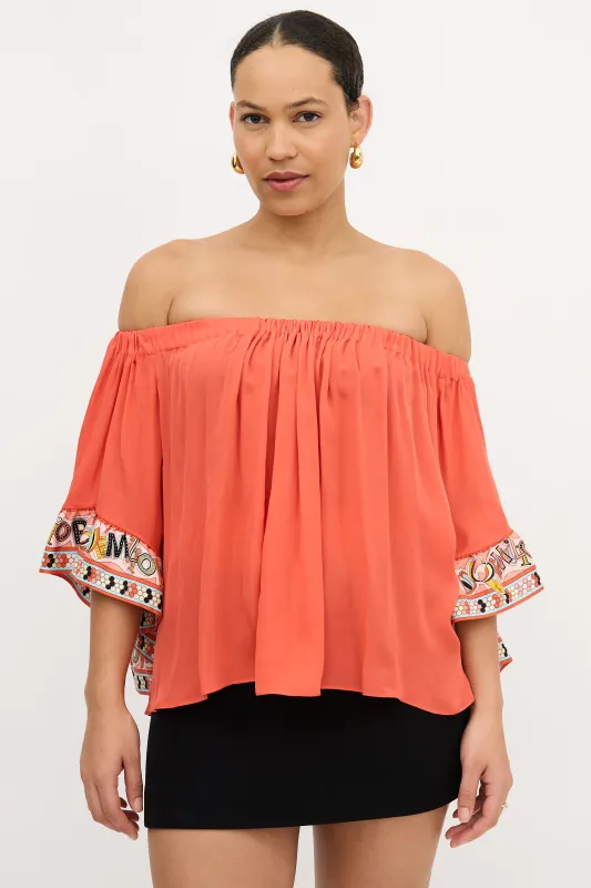 Silk Off The Shoulder Top made by Emilio Pucci