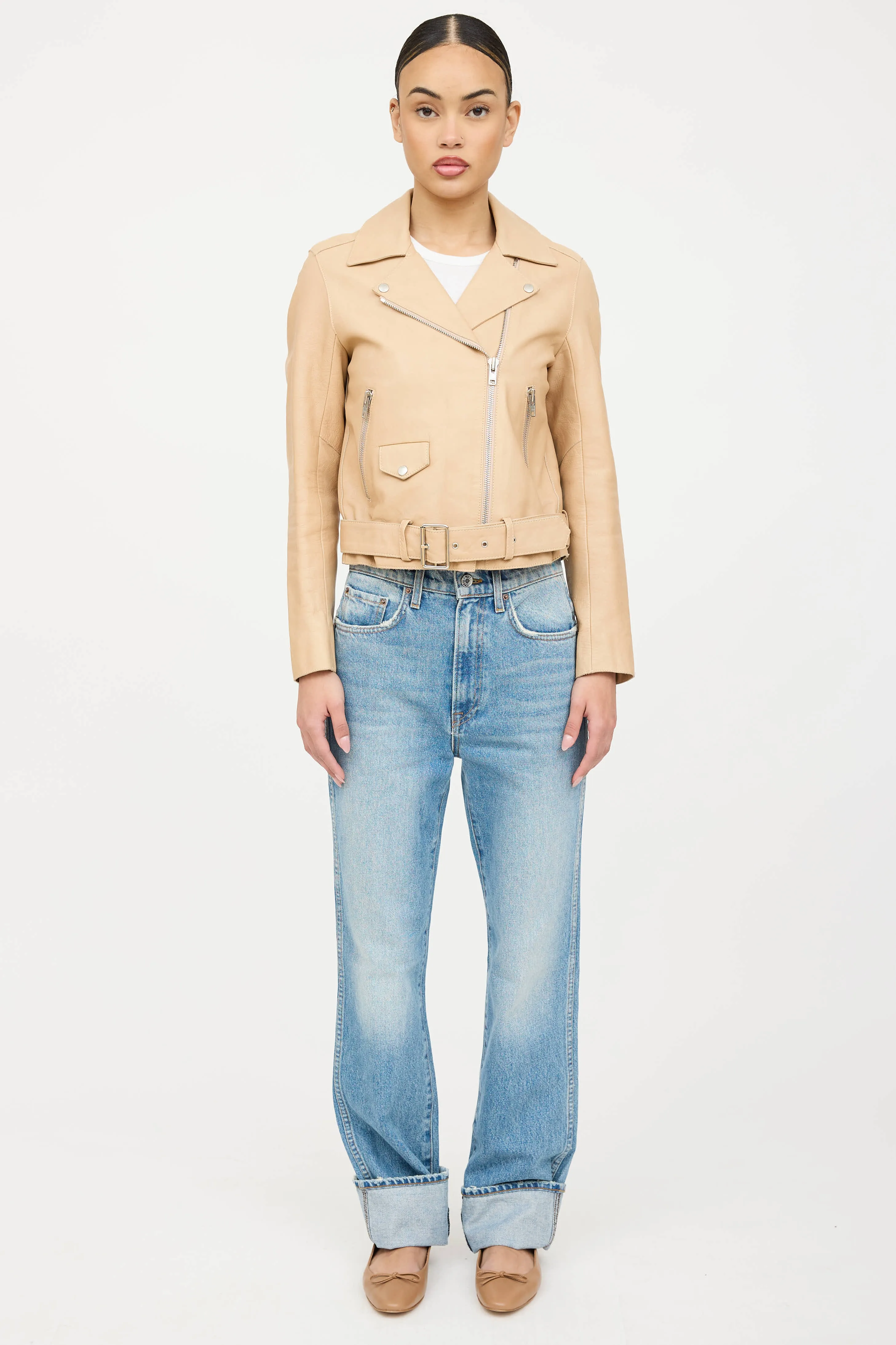 Belted Leather Rider Jacket sold by VSP Consignment product image thumbnail 2