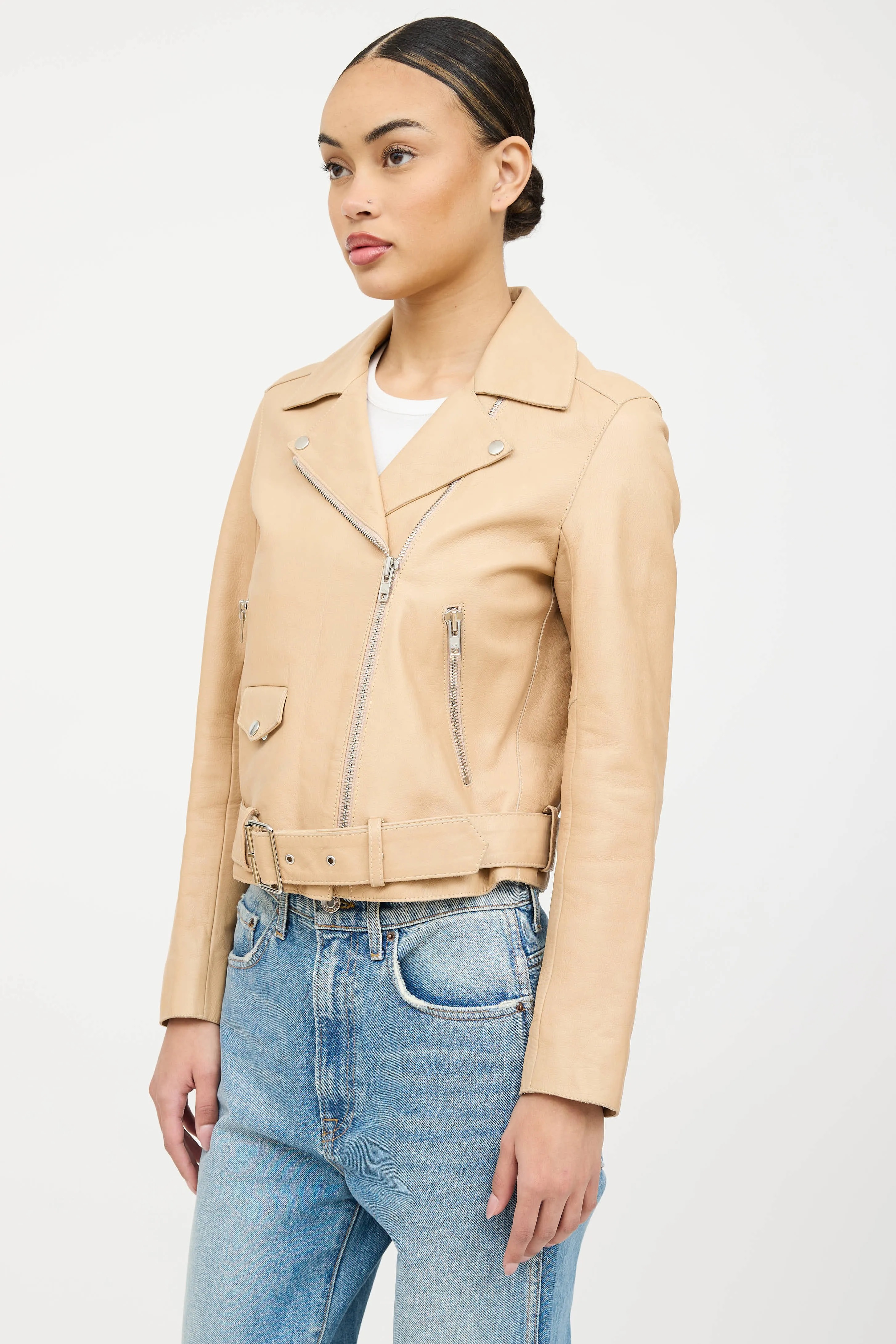 Belted Leather Rider Jacket sold by VSP Consignment product image thumbnail 3